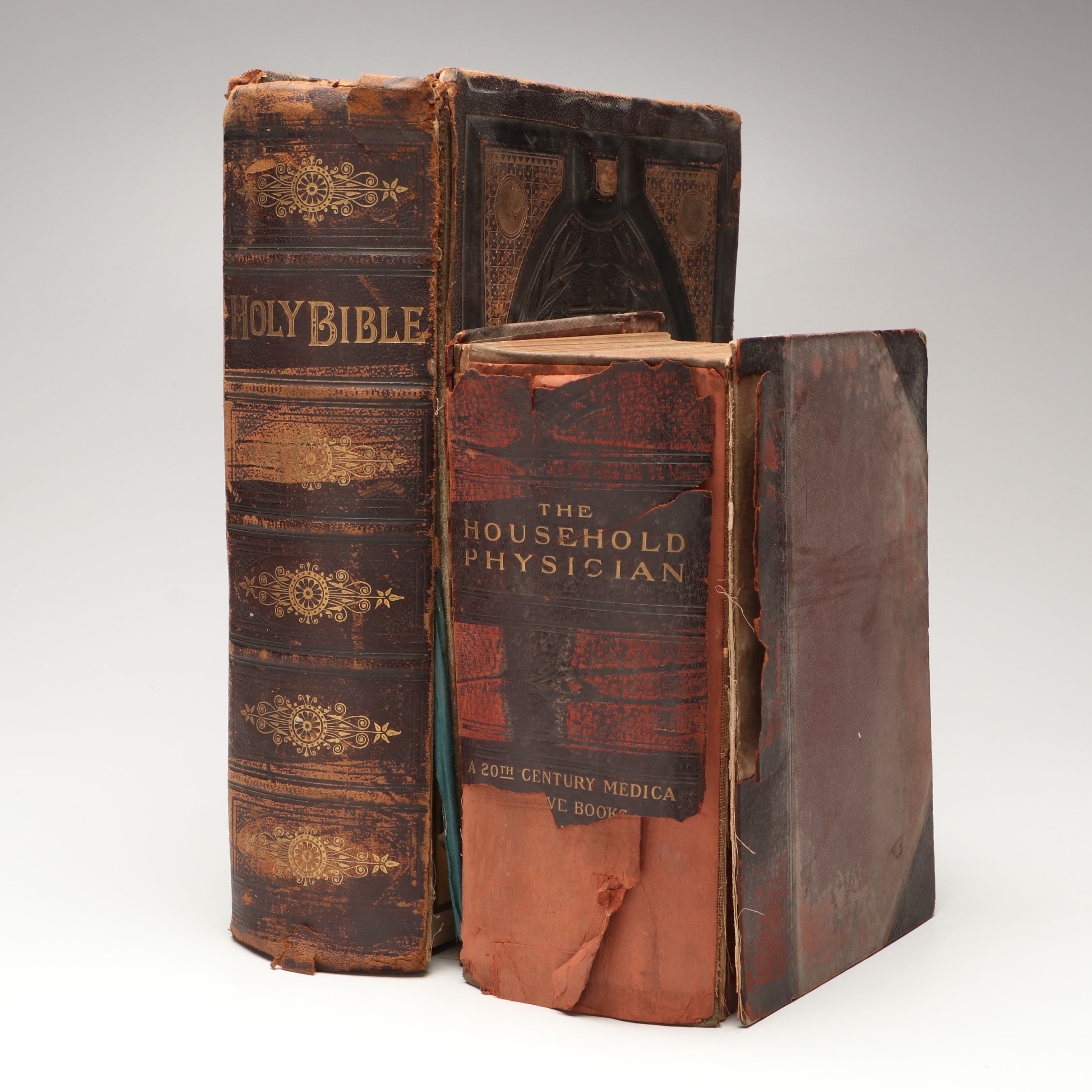 Leather Bound Holy Bible with "Household Physician" by Herbert E. Buffum et al.