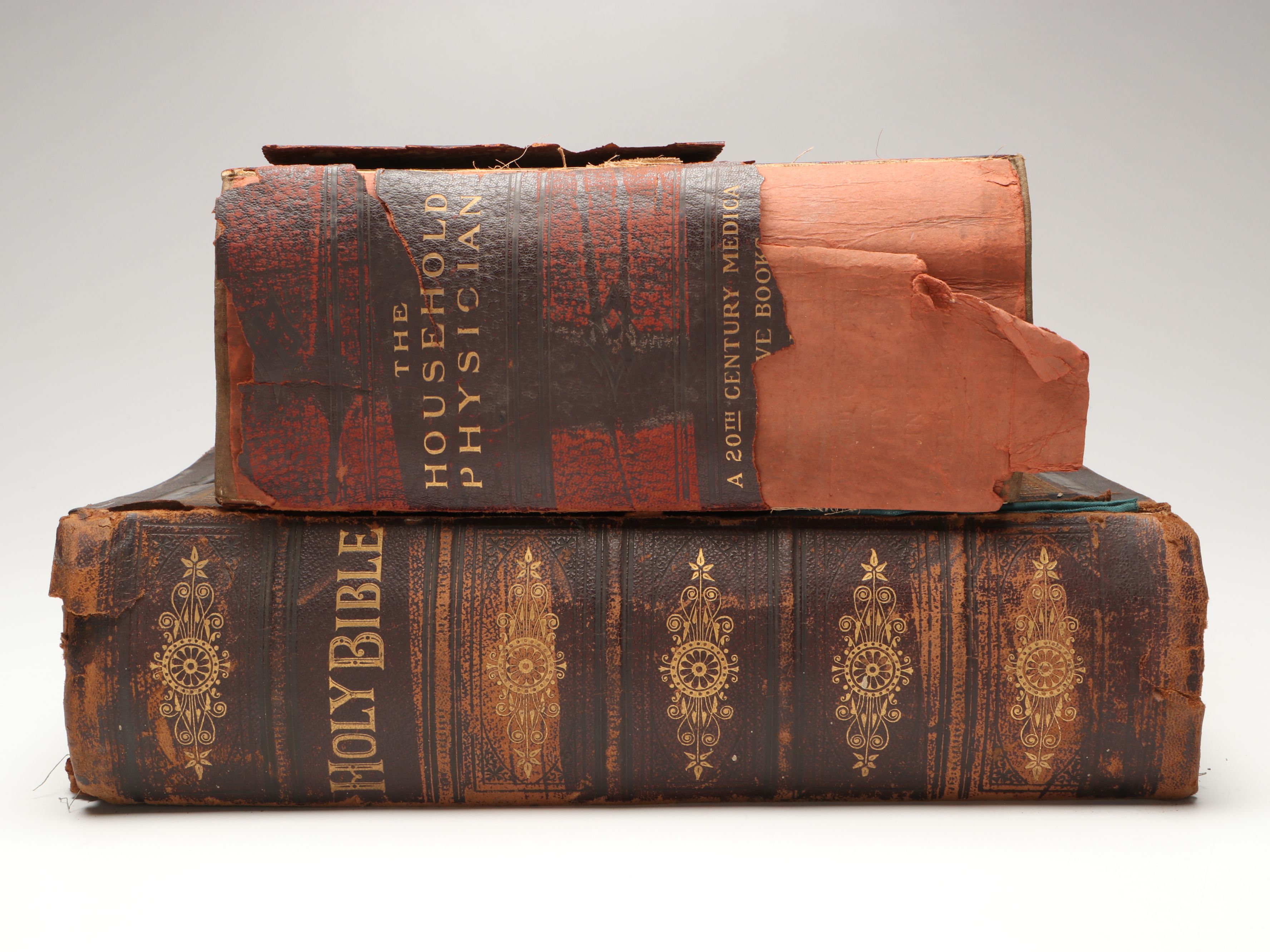 Leather Bound Holy Bible with "Household Physician" by Herbert E. Buffum et al.