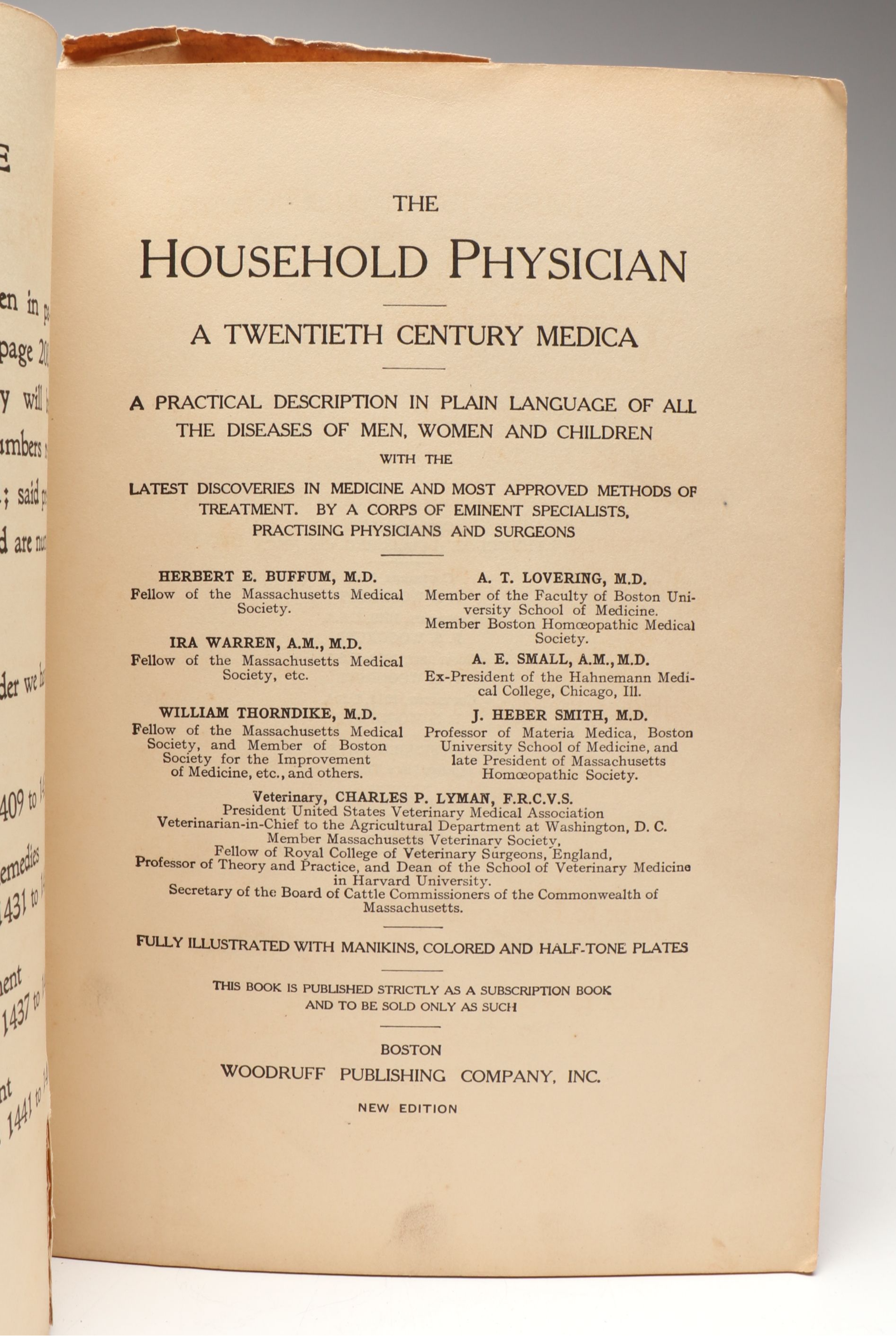 Leather Bound Holy Bible with "Household Physician" by Herbert E. Buffum et al.
