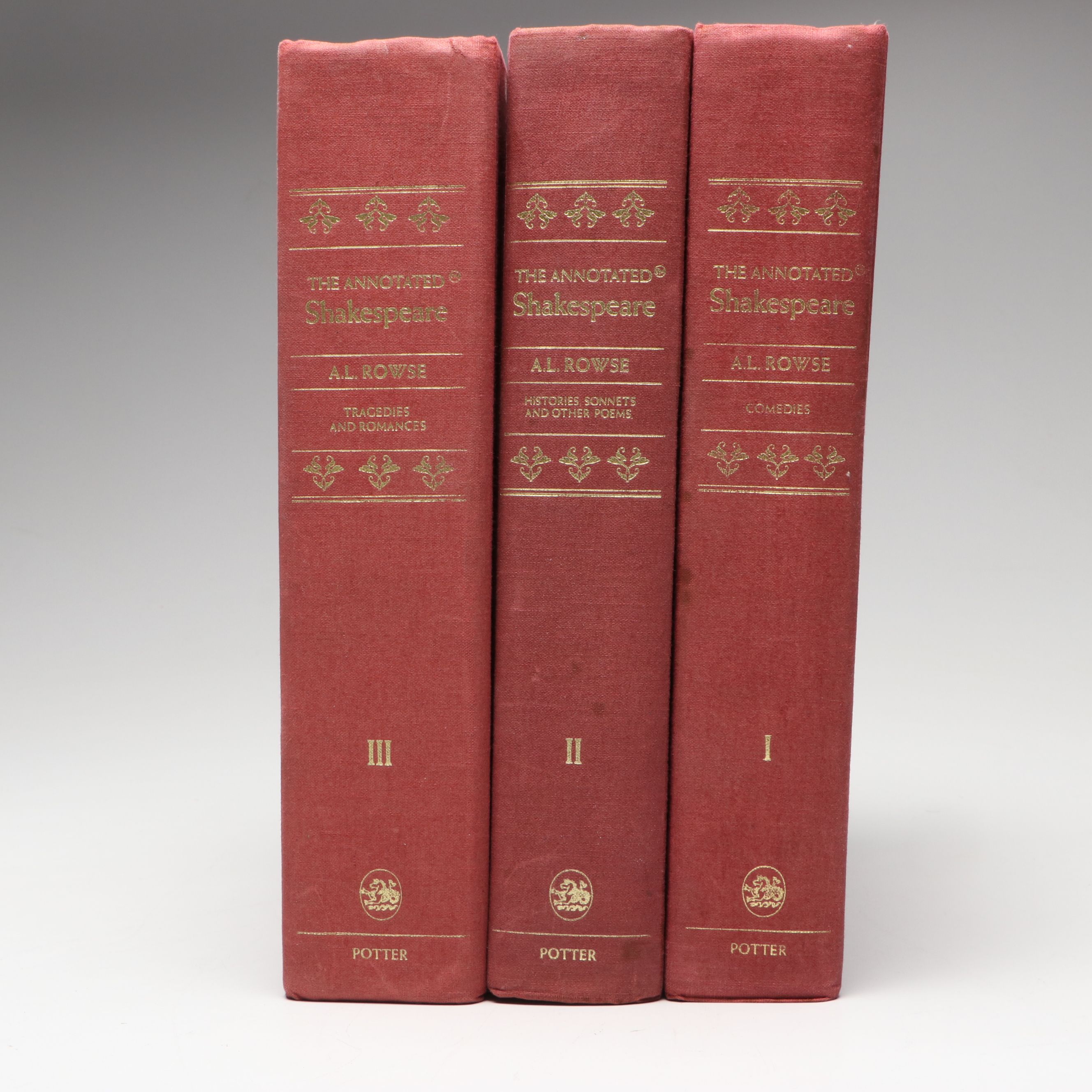 First Edition "The Annotated Shakespeare" Three-Volume Set Edited by A. L. Rowse