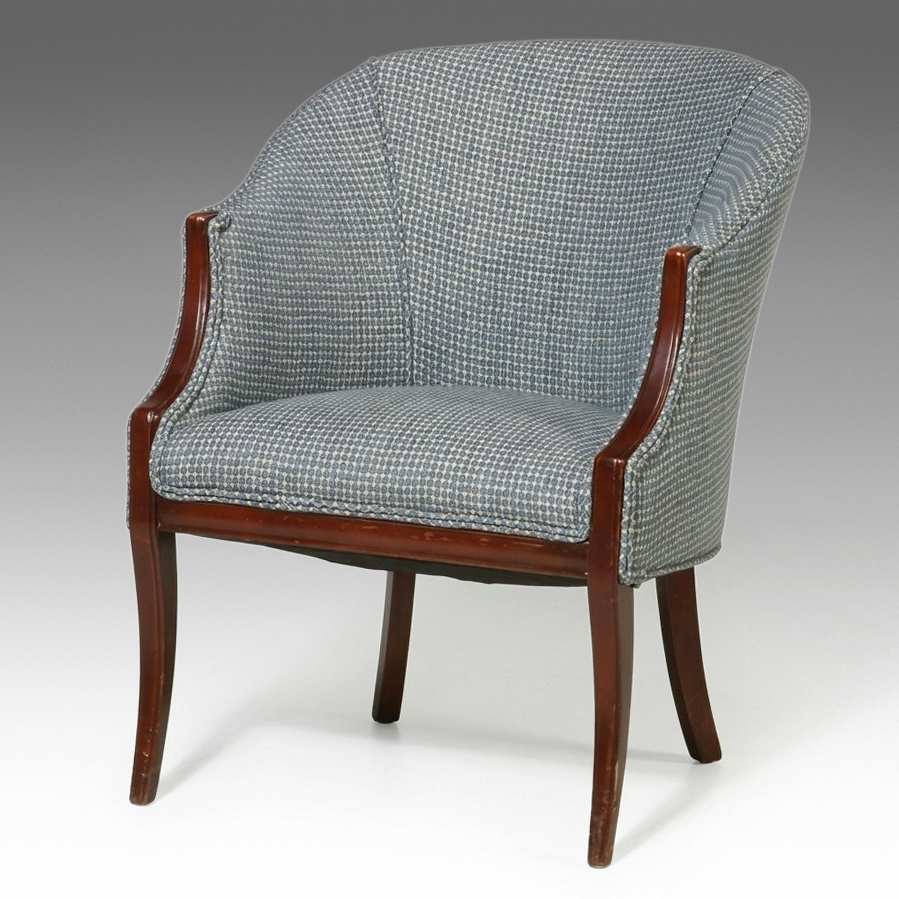 Upholstered Barrel-Back Armchair, 20th Century