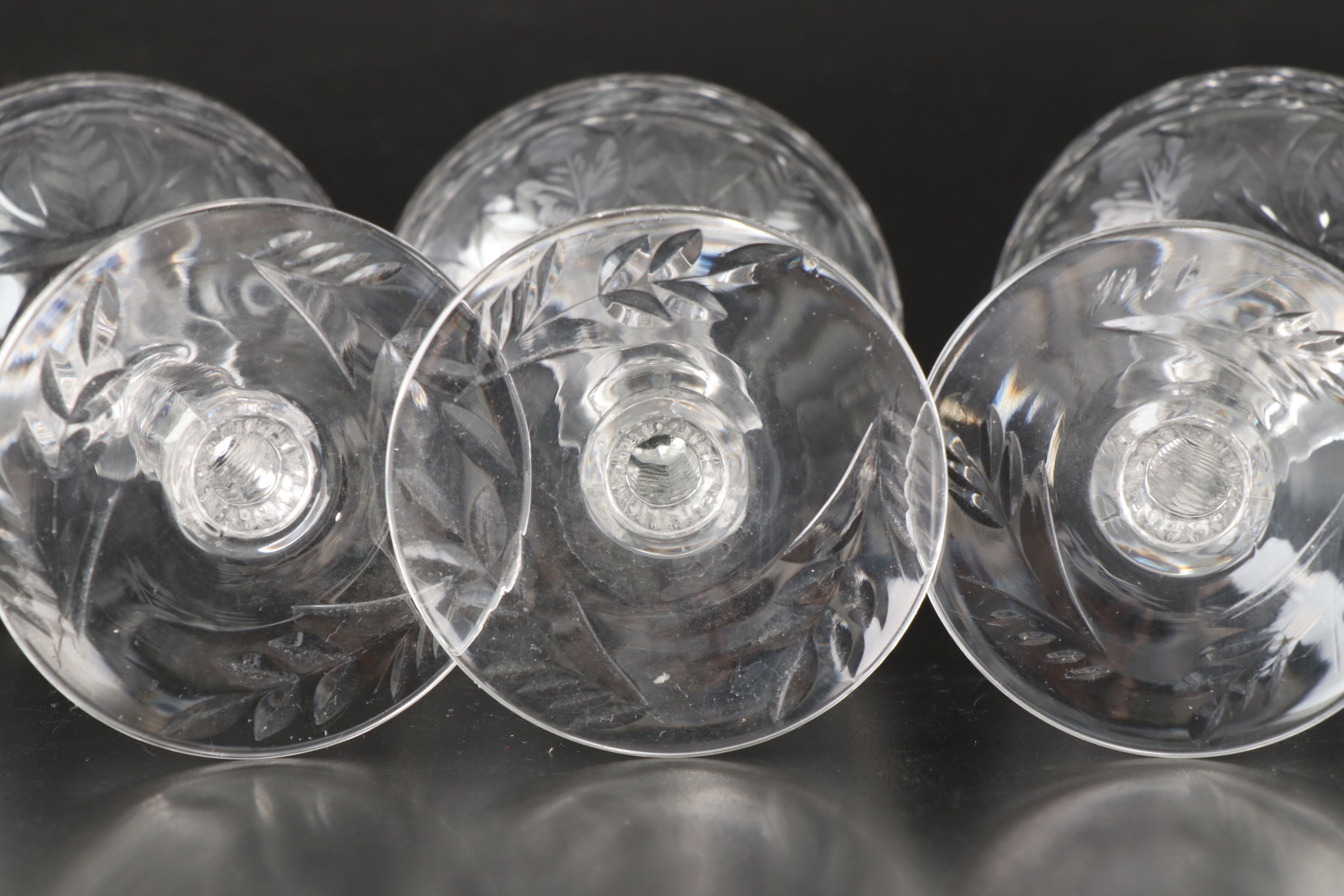 Rock Sharpe "Frontenac" Blown Crystal Glass Vertically Ornate Stemware