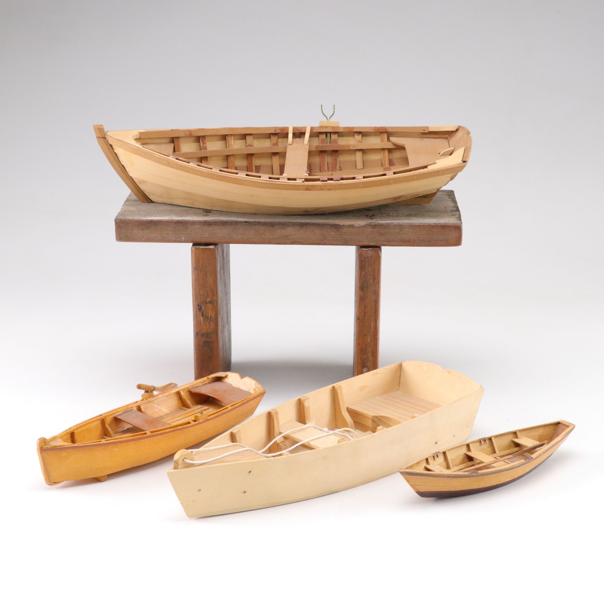 Wooden Rowboat Model Collection with Stand