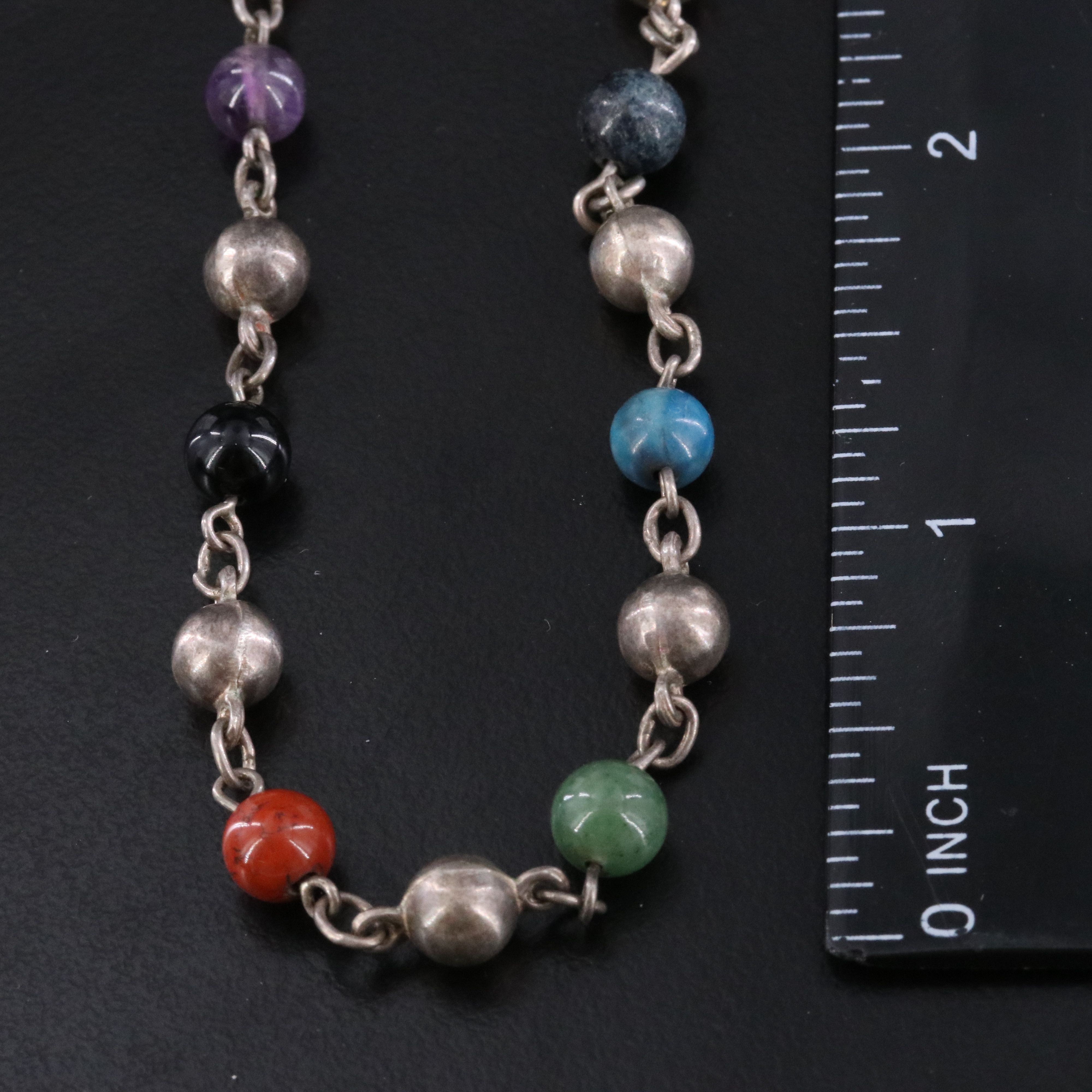 Sterling Turquoise, Amethyst and Coral Necklace and Bracelet