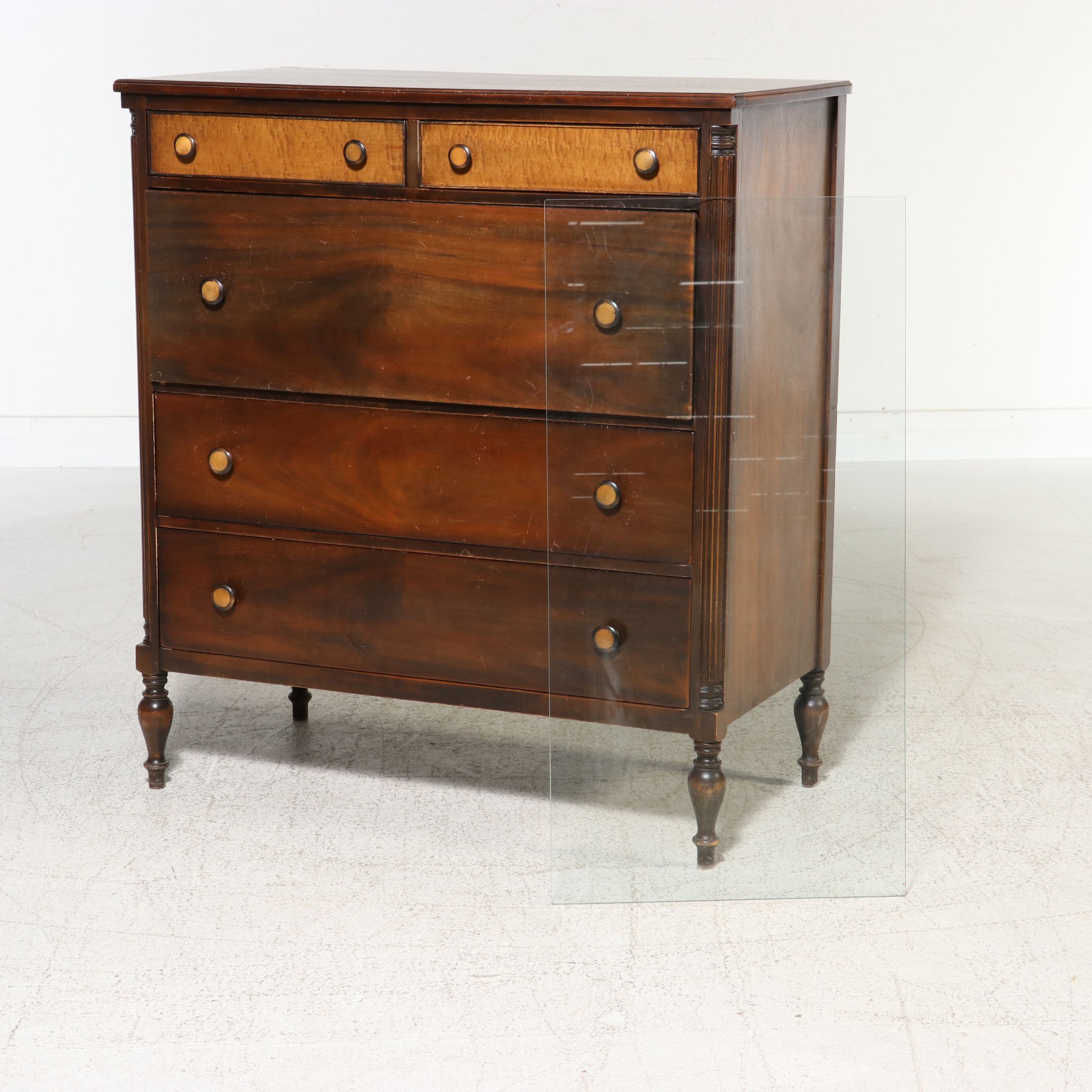 Federal Style Mahogany and Bird's-Eye Maple Inlay Chest of Drawers, 19th Century