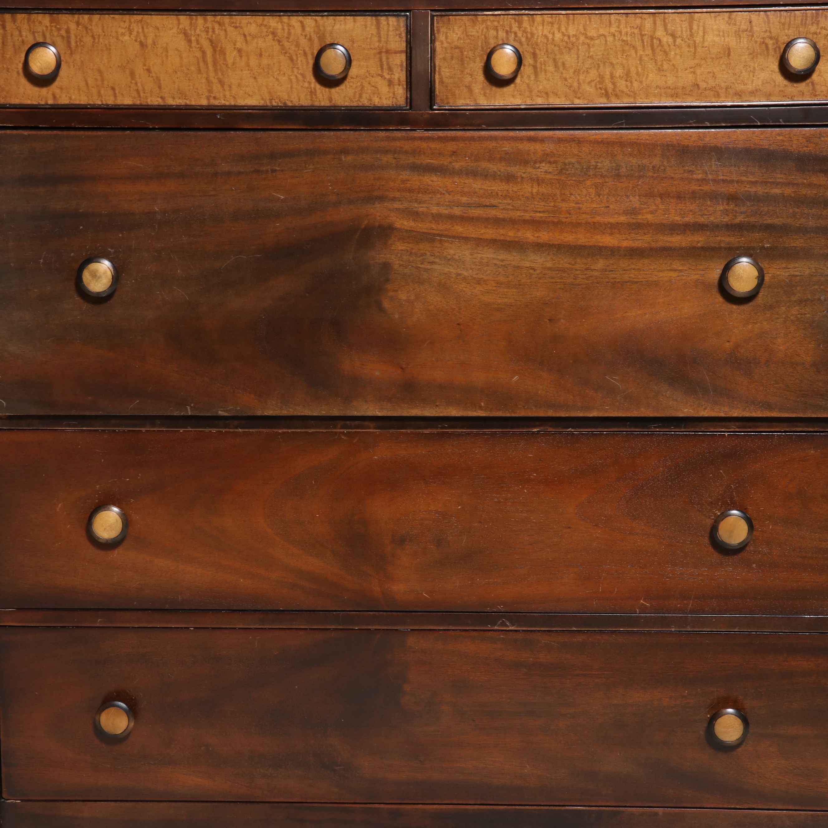 Federal Style Mahogany and Bird's-Eye Maple Inlay Chest of Drawers, 19th Century
