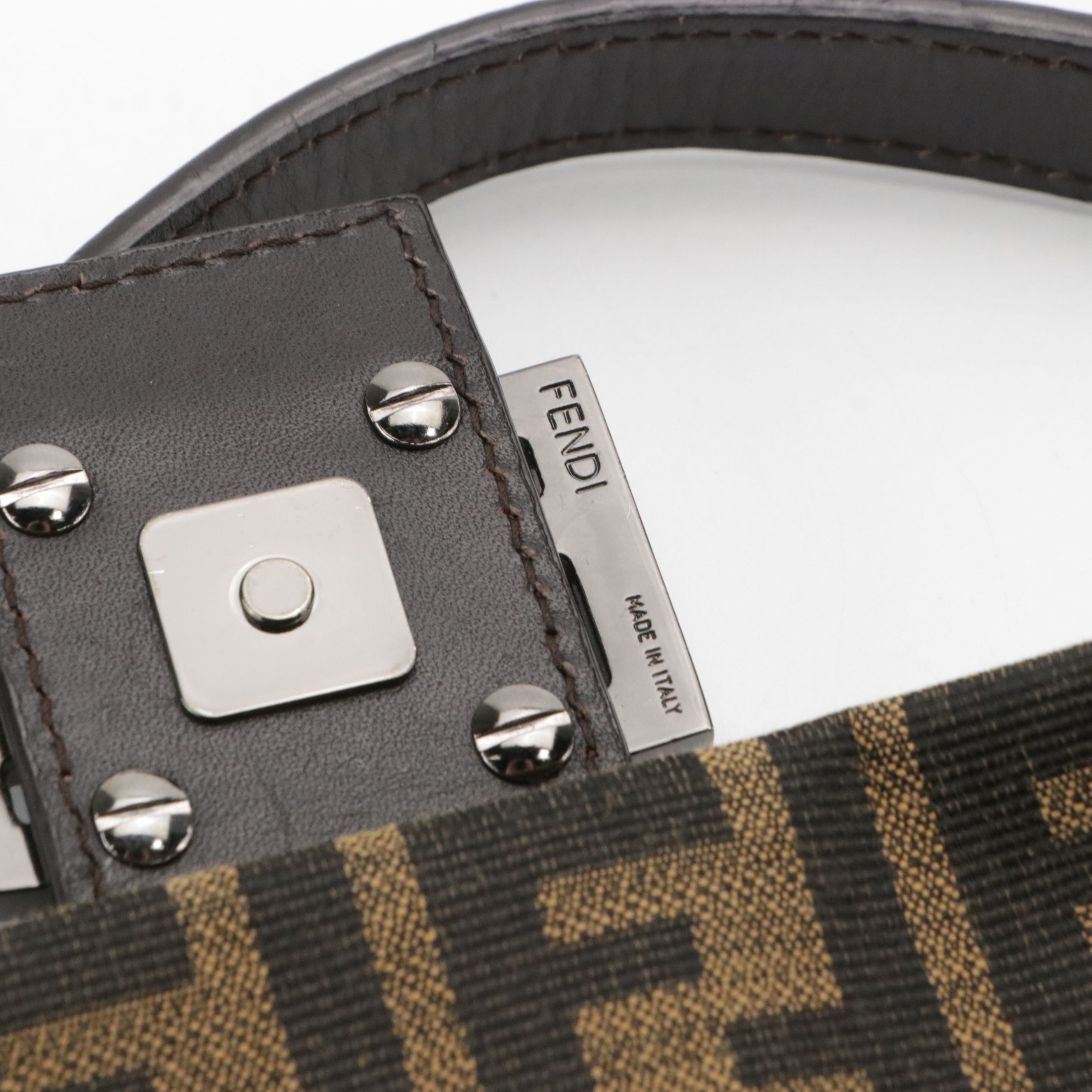 Zucca Baguette Shoulder Bag in Tobacco Zucca Canvas and Leather