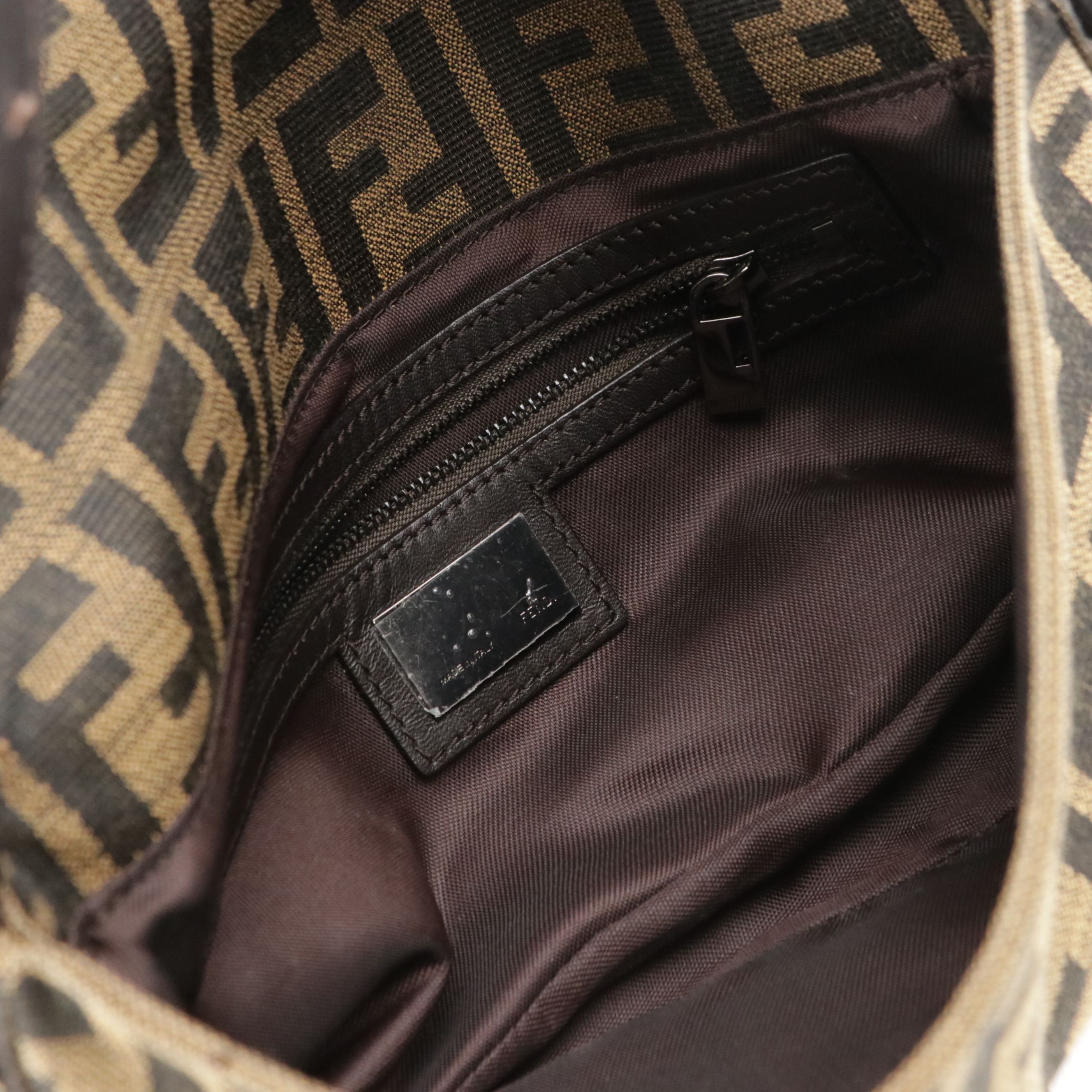 Zucca Baguette Shoulder Bag in Tobacco Zucca Canvas and Leather