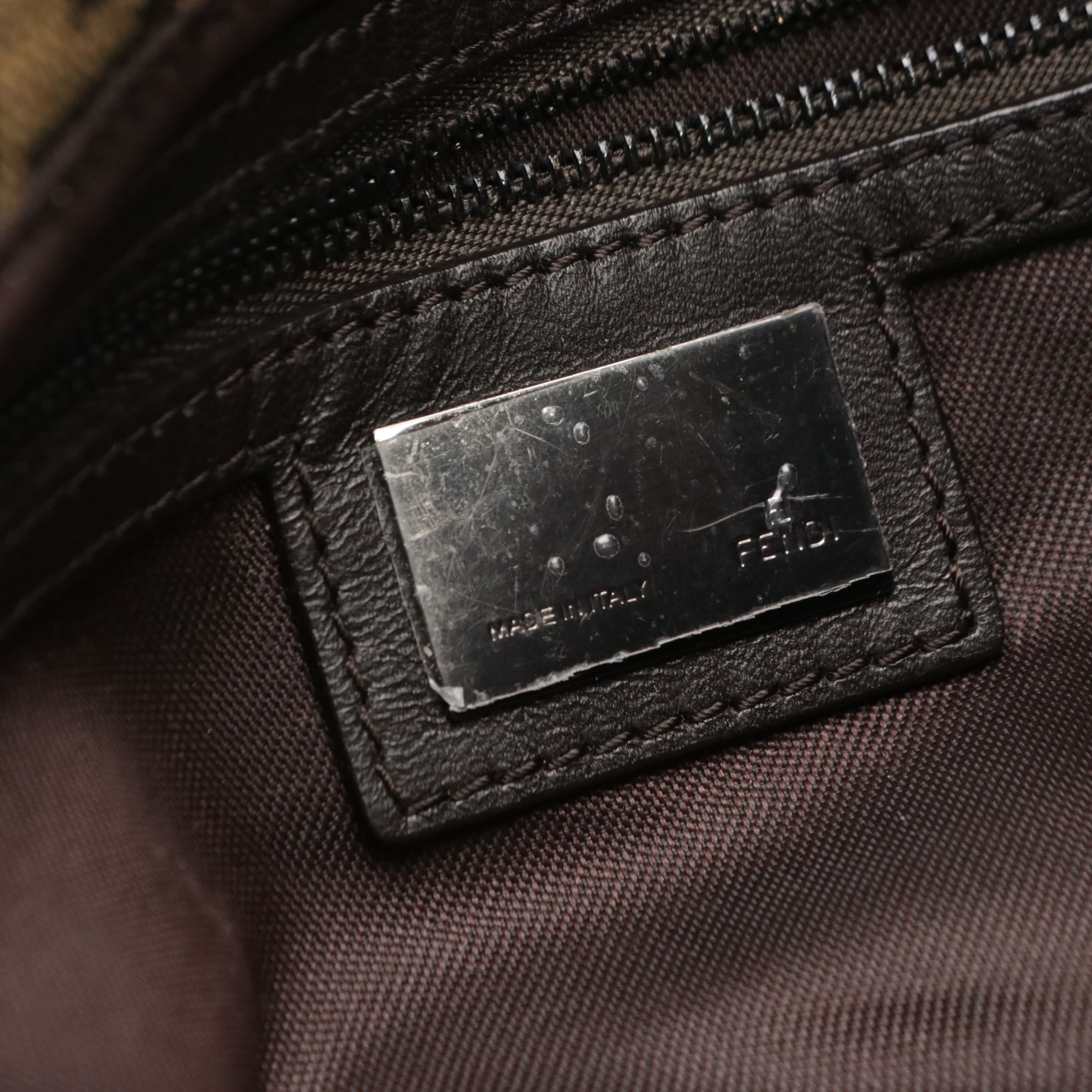 Zucca Baguette Shoulder Bag in Tobacco Zucca Canvas and Leather