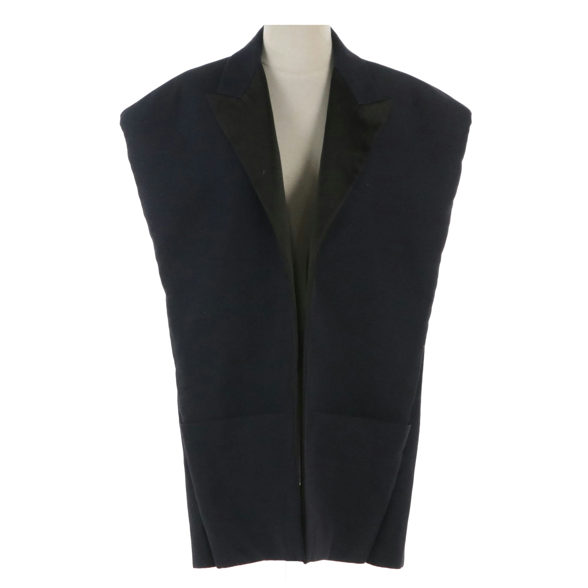 Céline Oversized Sleeveless Open-Front Jacket in Navy with Black Silk Lapel