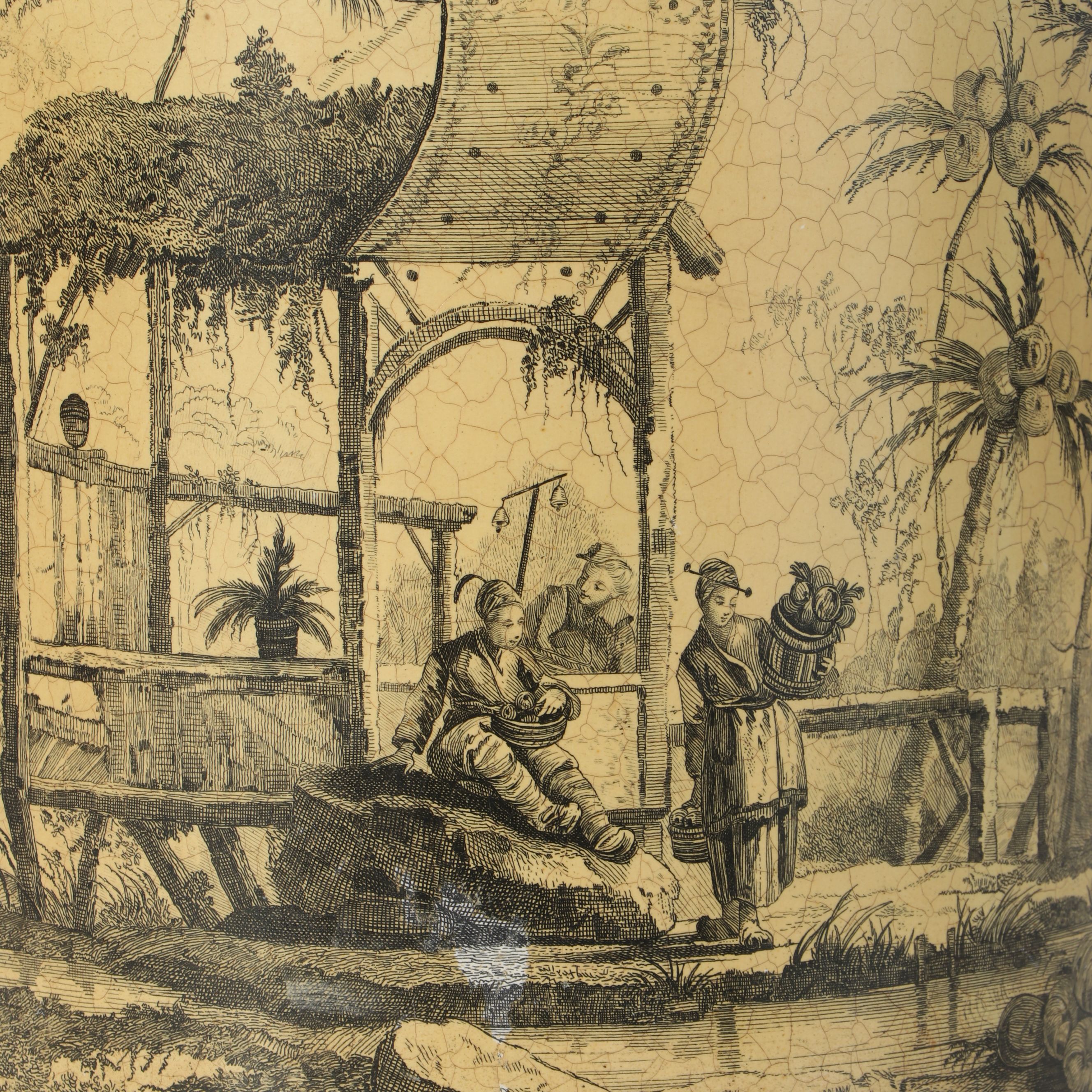 Chinoiserie Tea Canister Table Lamp with Square Bell Shade