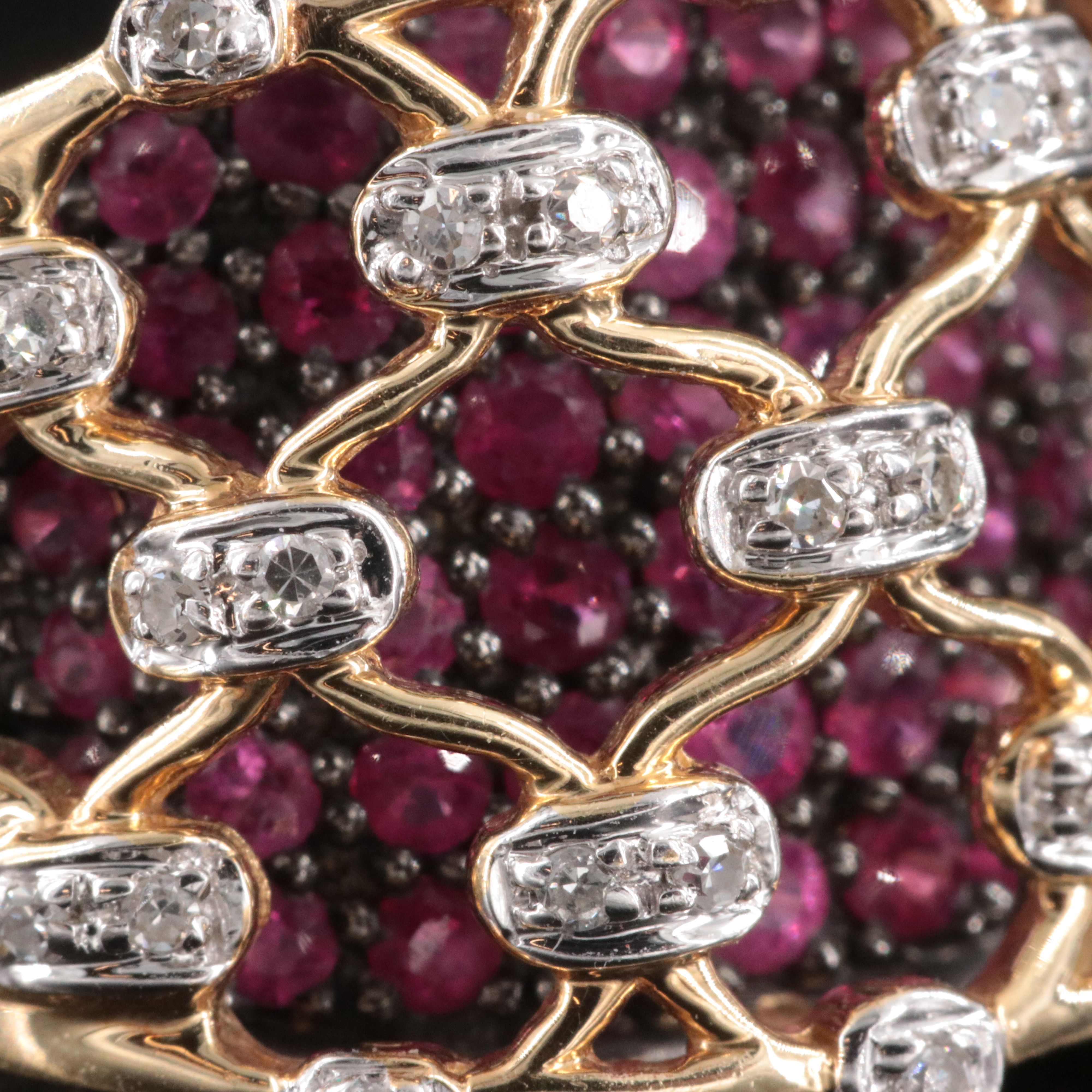 14K Ruby and Diamond Lattice Overlay Ring