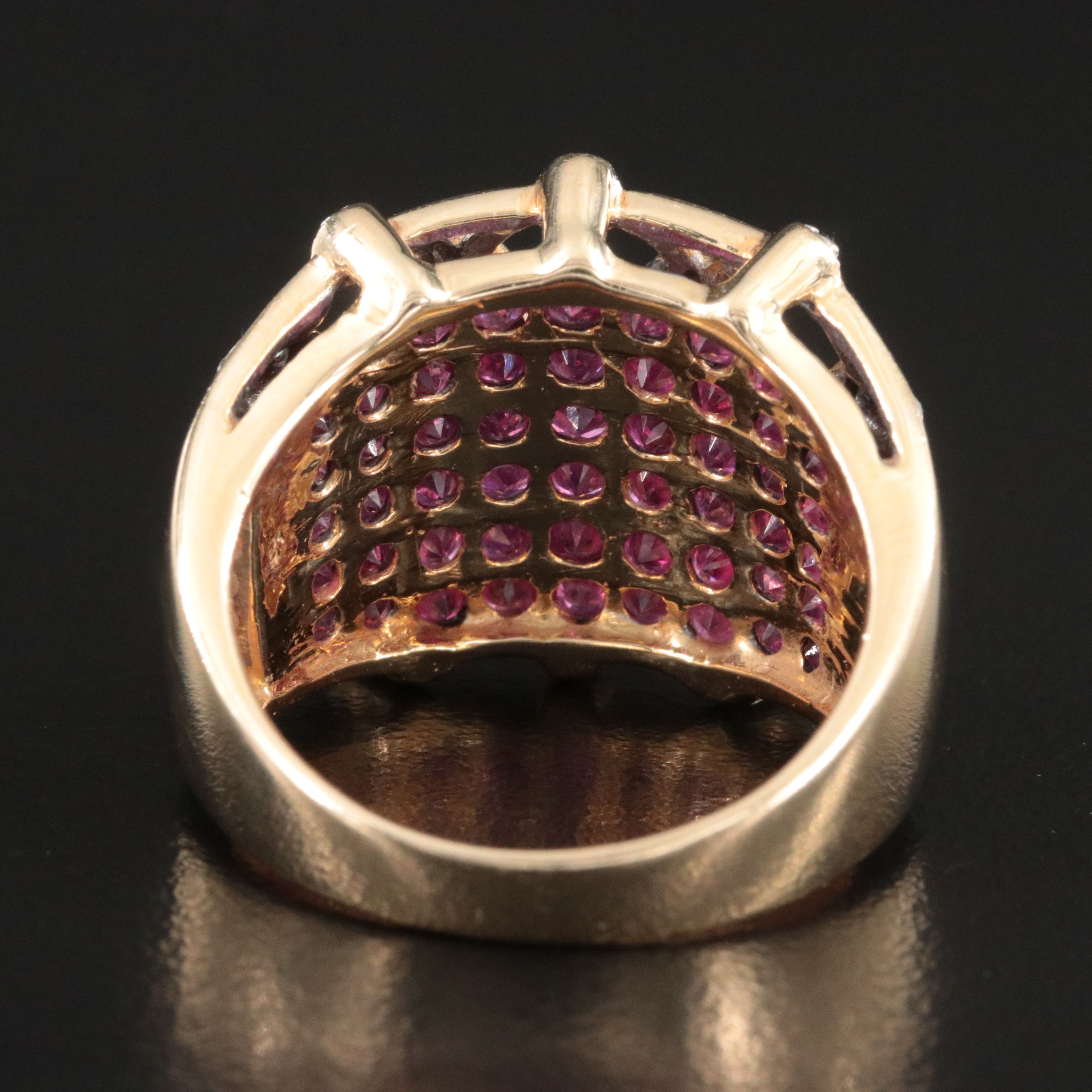 14K Ruby and Diamond Lattice Overlay Ring