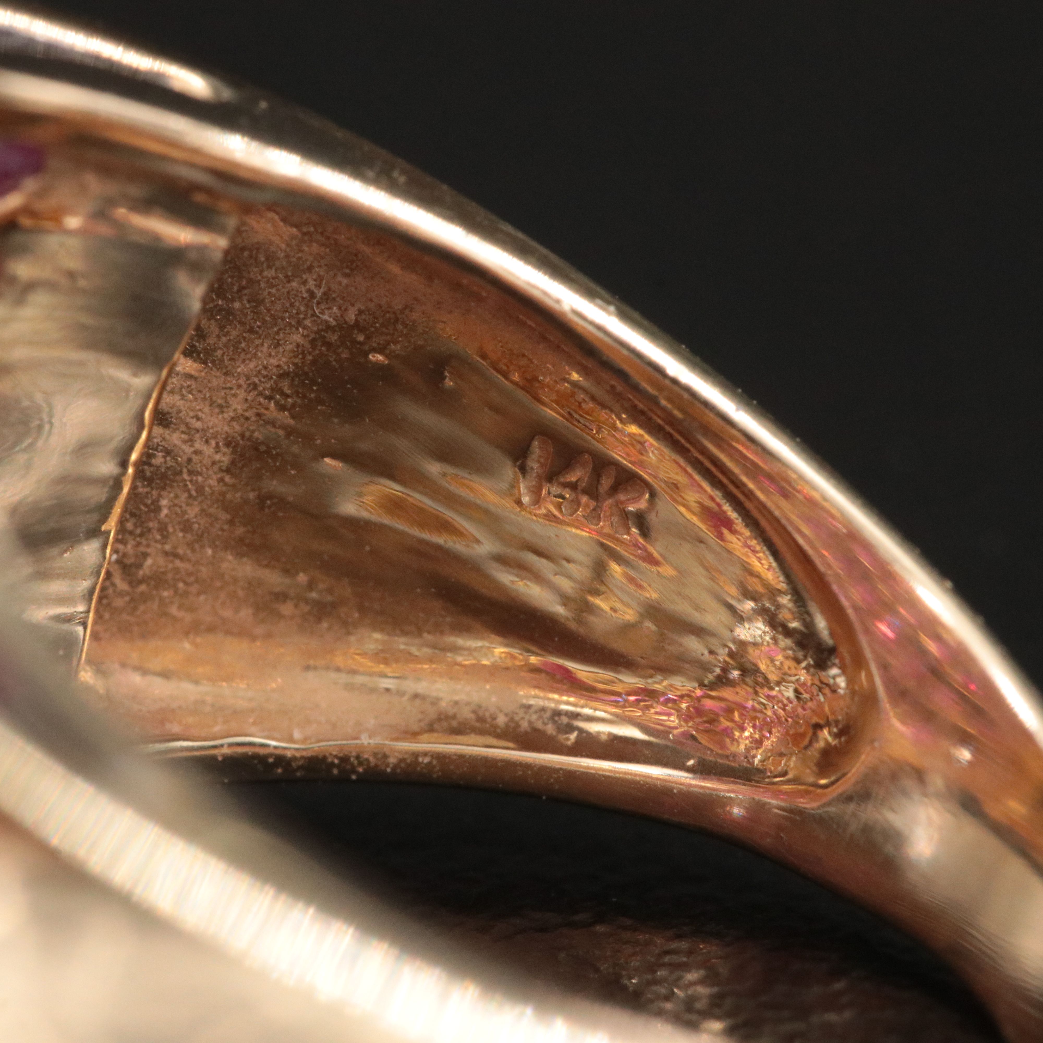 14K Ruby and Diamond Lattice Overlay Ring