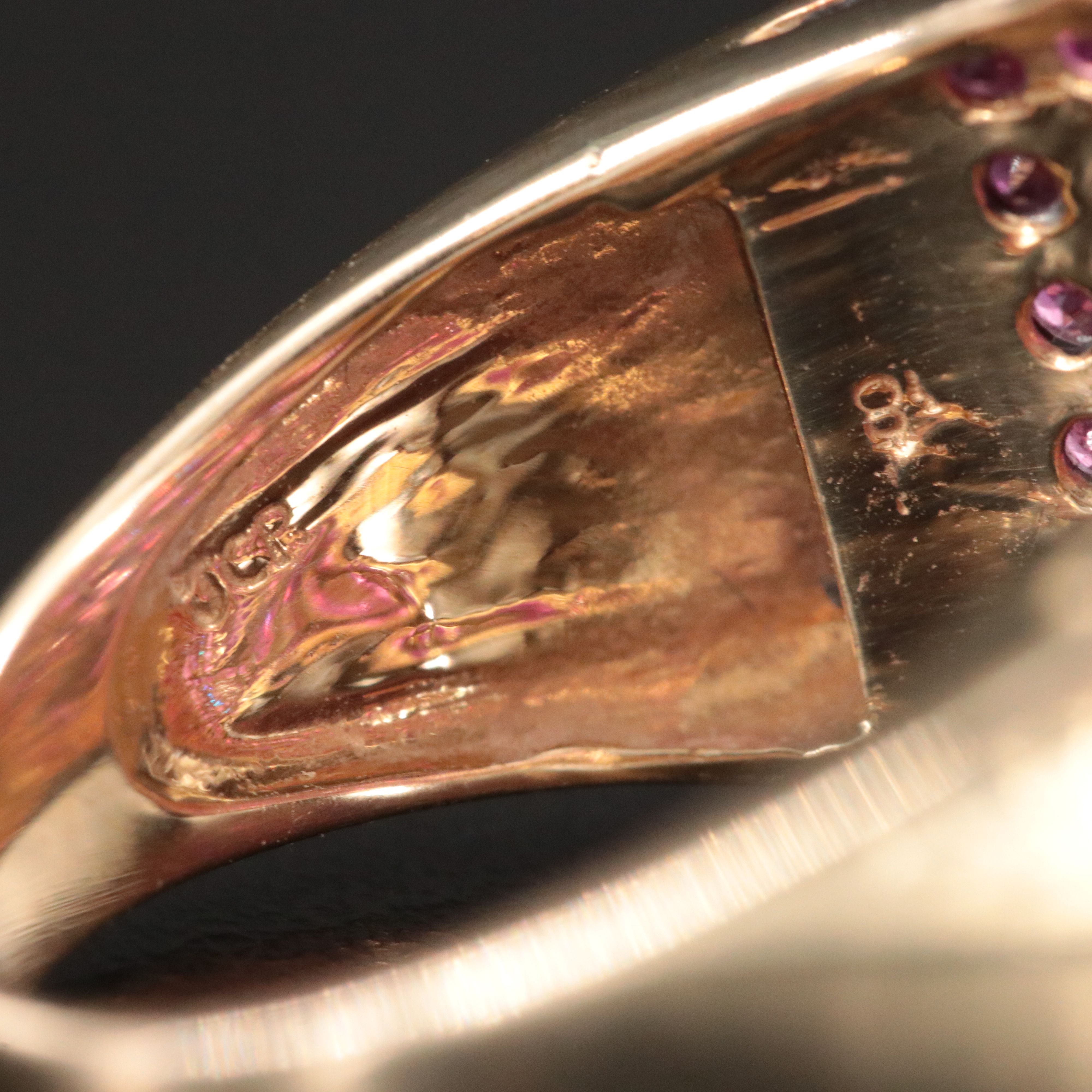 14K Ruby and Diamond Lattice Overlay Ring