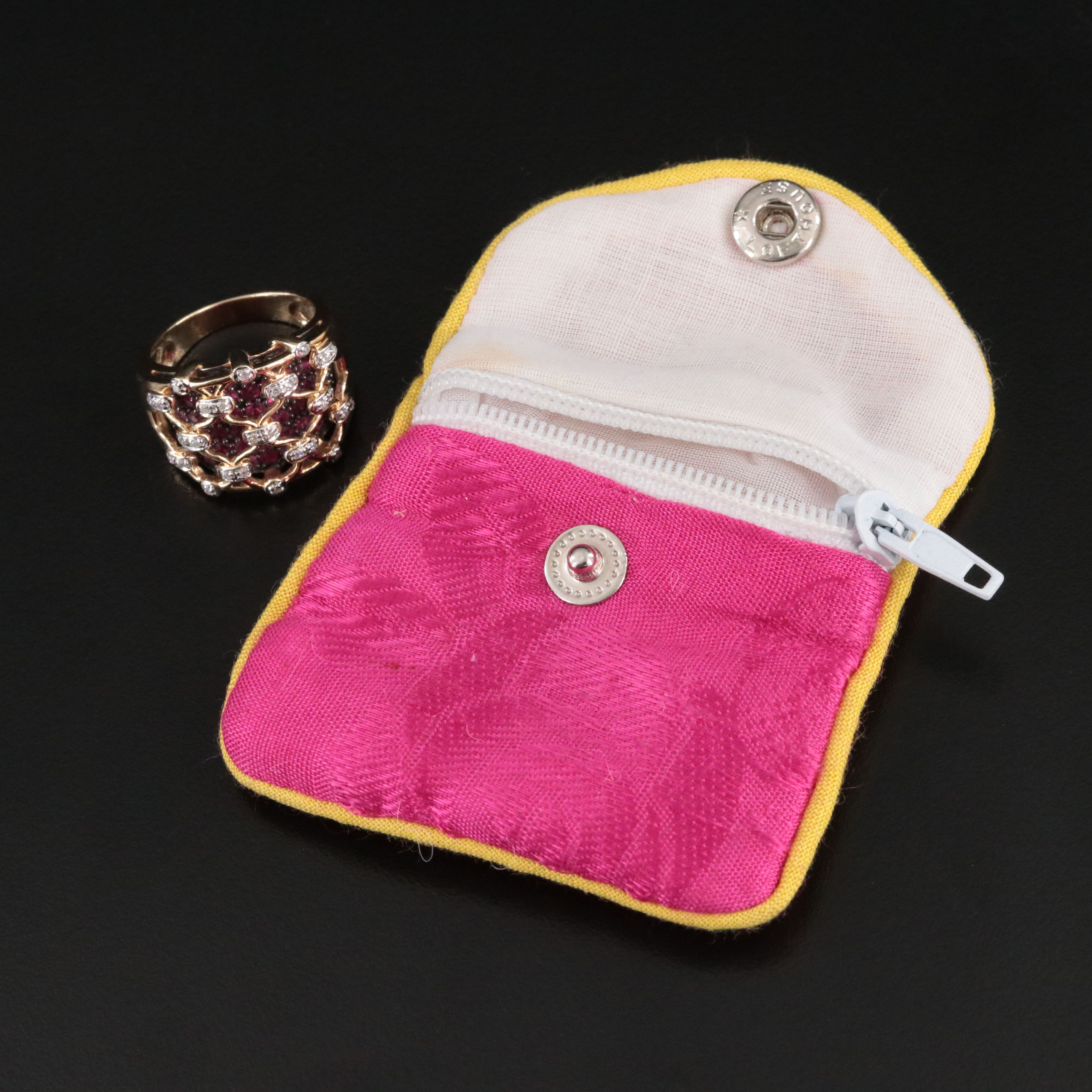 14K Ruby and Diamond Lattice Overlay Ring