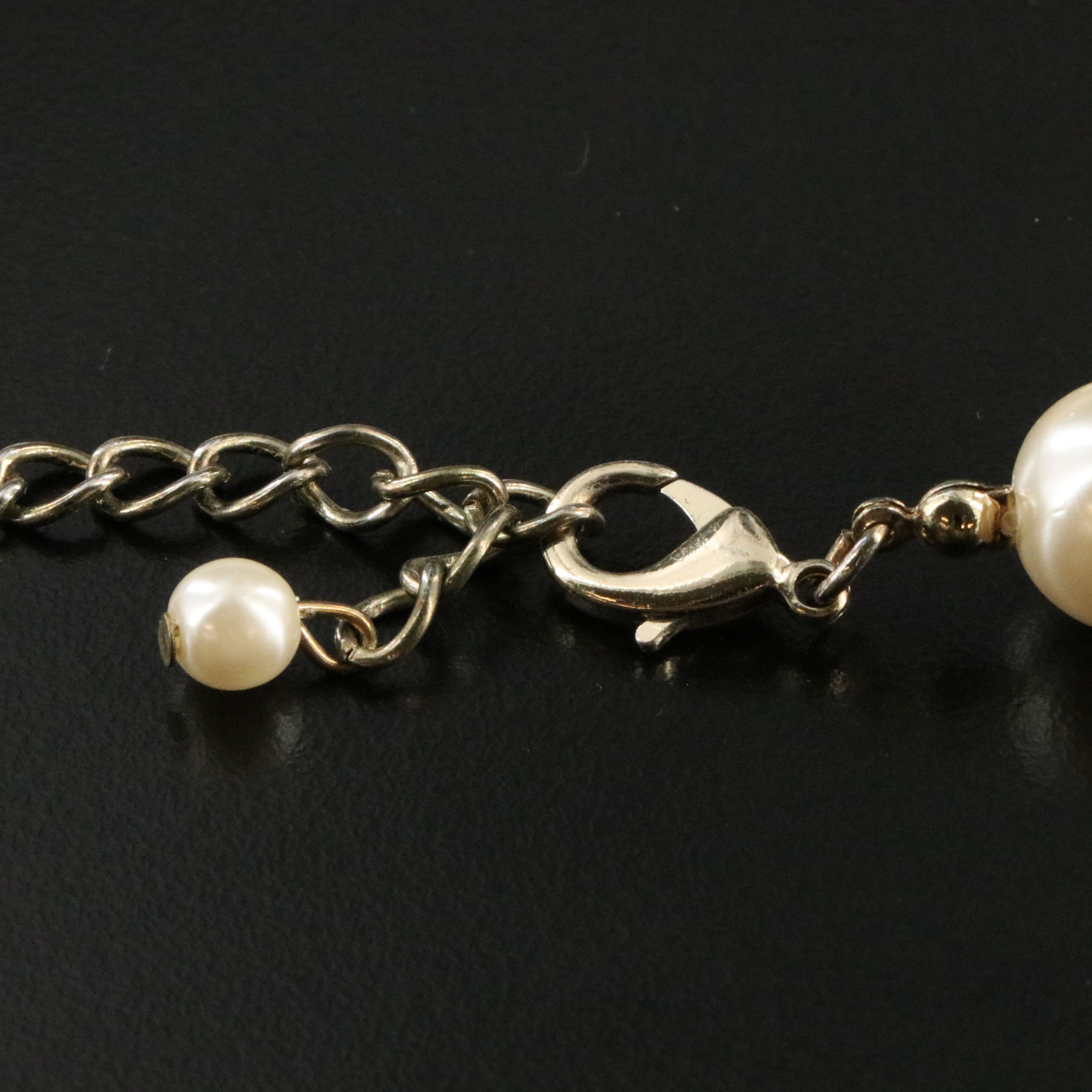 Faux Pearl and Rhinestone Globe Fringe Necklace