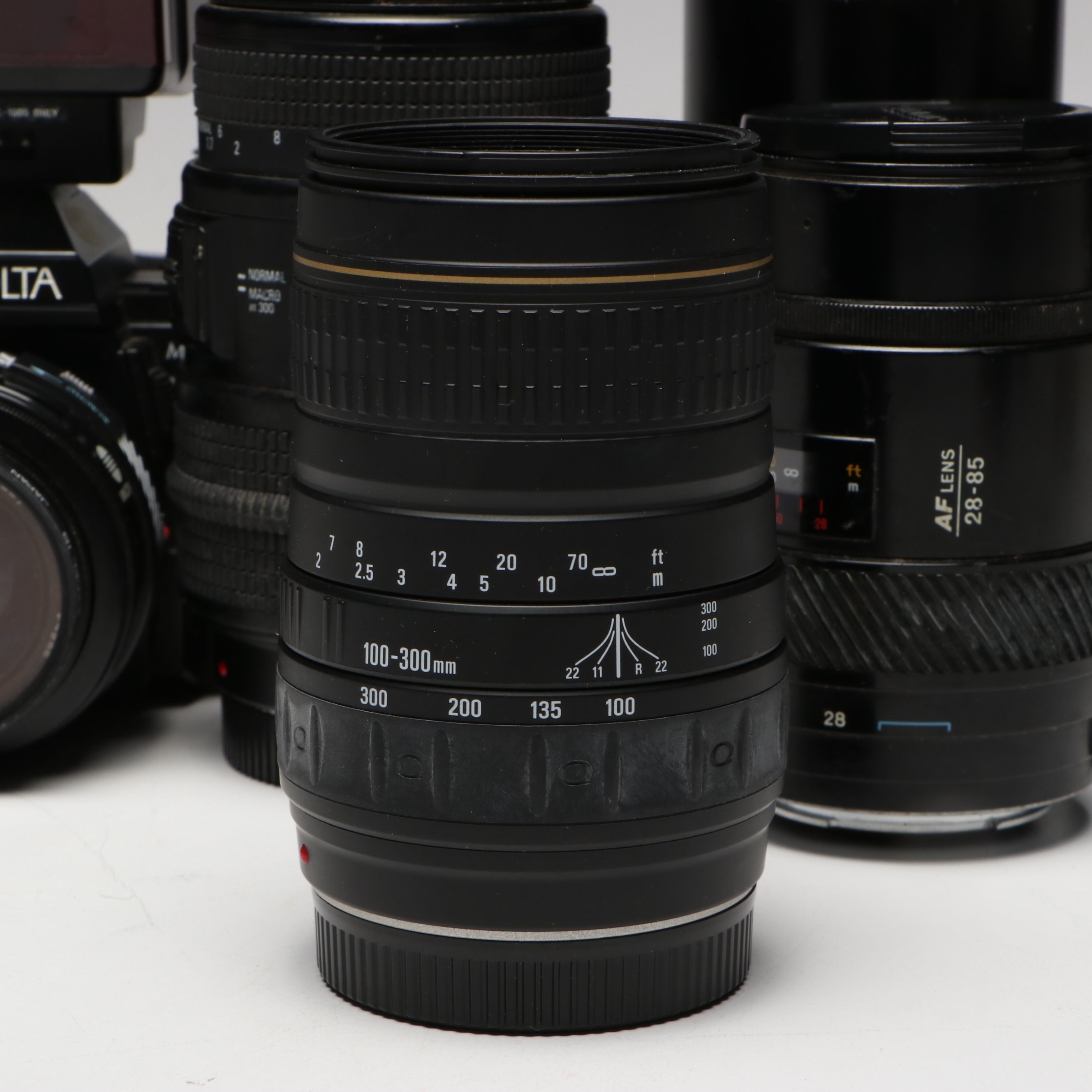 Minolta Maxxum 9000 with Flash and Lenses, 1980s