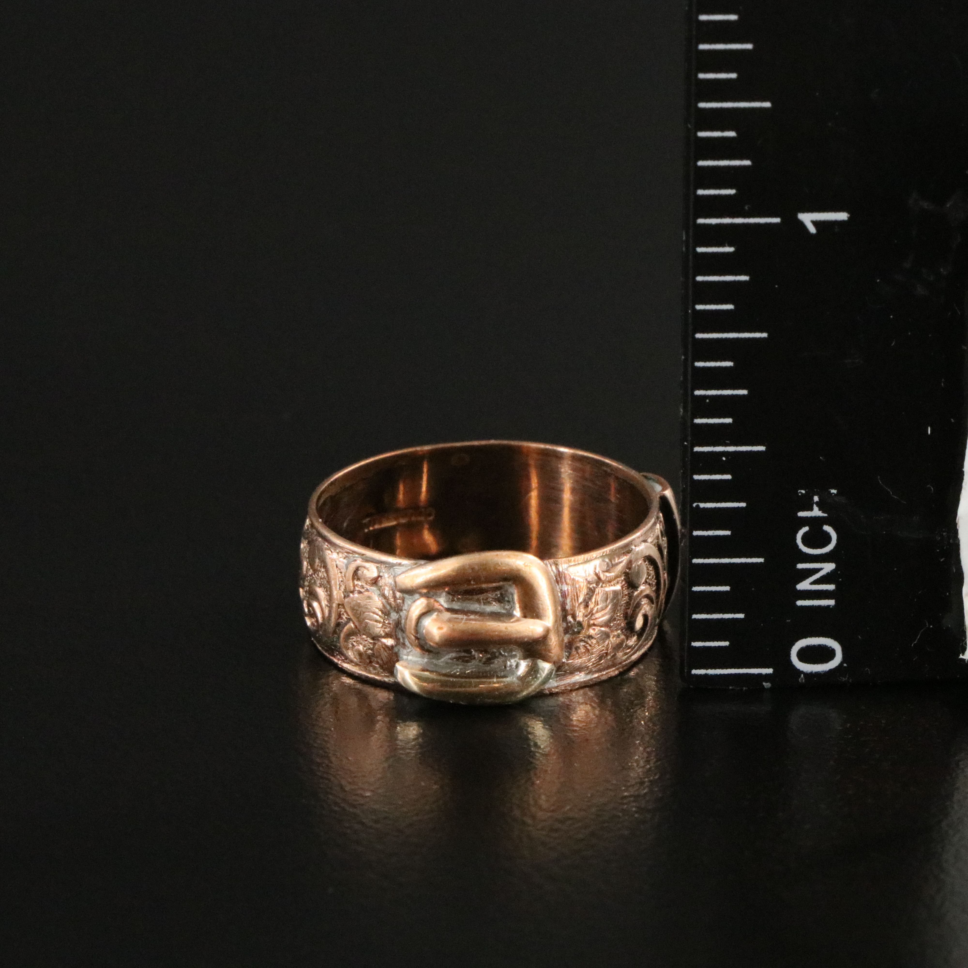 Victorian Buckle Ring and Bar Pin Featured in Jewelry Collection with Ruby Glass