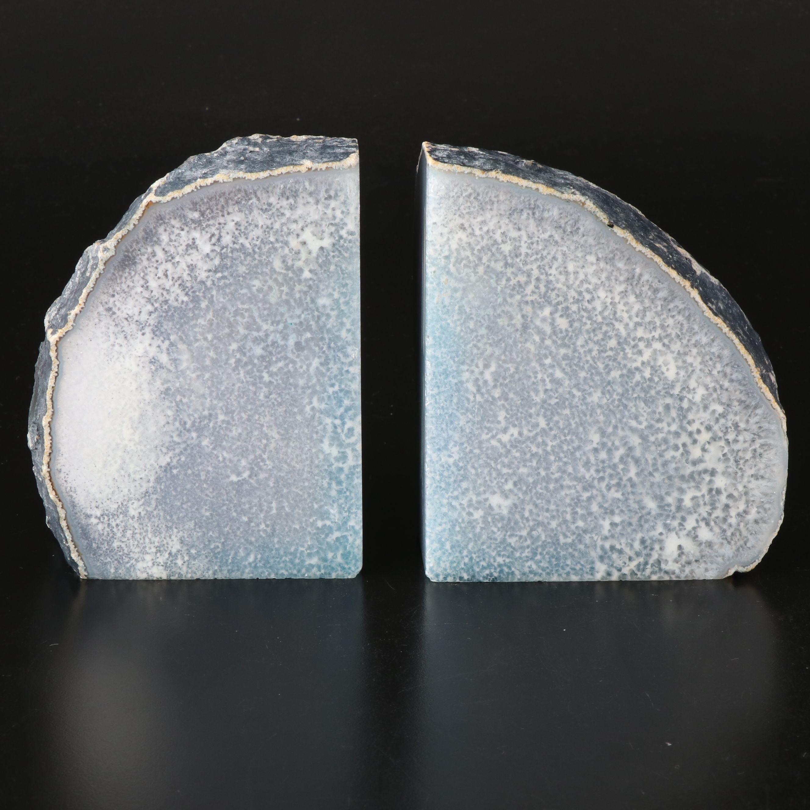 Oleg Cassini Bubble Crystal Candle Holders with Polished Agate Bookends