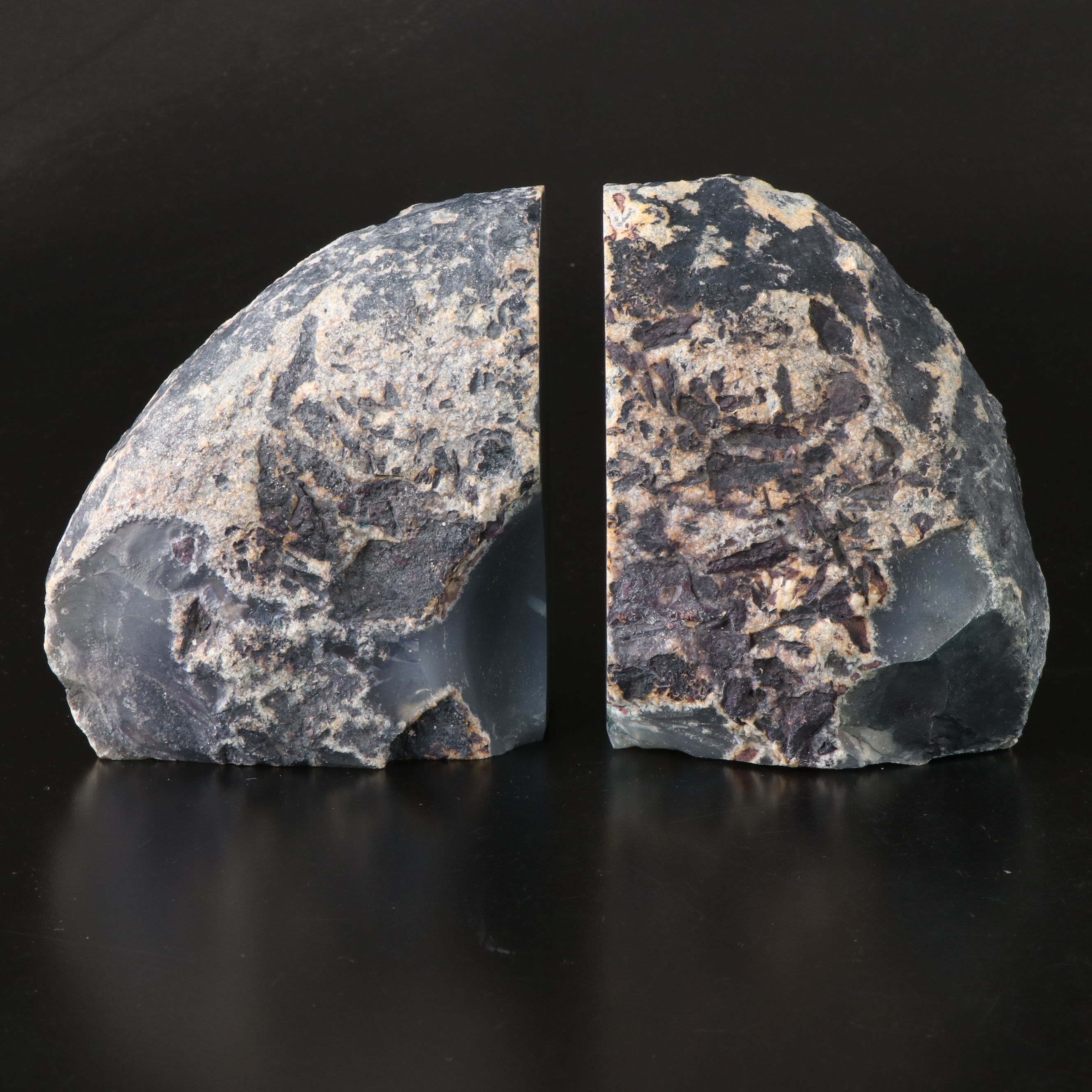 Oleg Cassini Bubble Crystal Candle Holders with Polished Agate Bookends