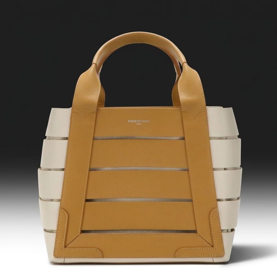Balenciaga Top Handle Tote in Bicolor Cut Out Calfskin Leather