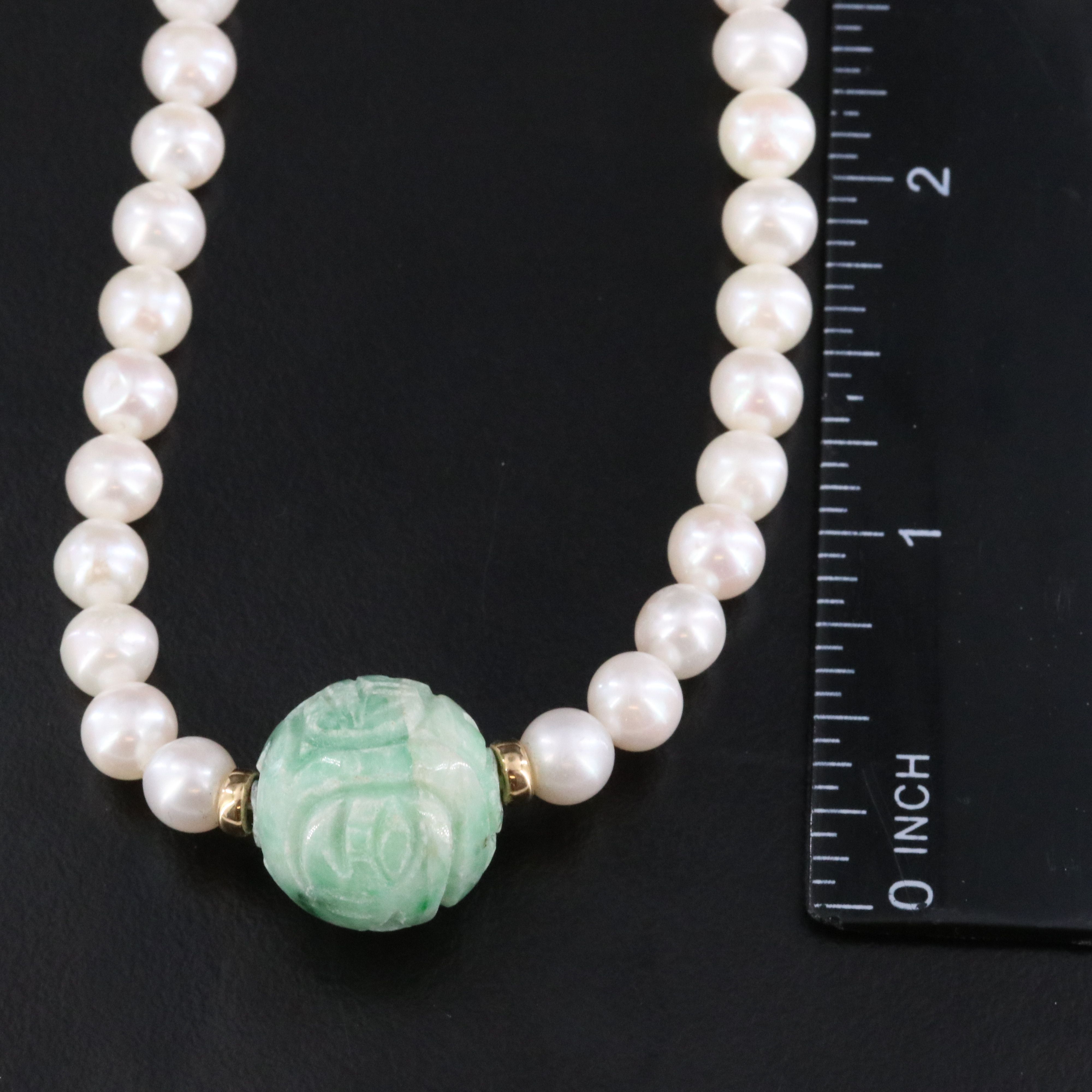 14K Pearl and Jadeite Necklace