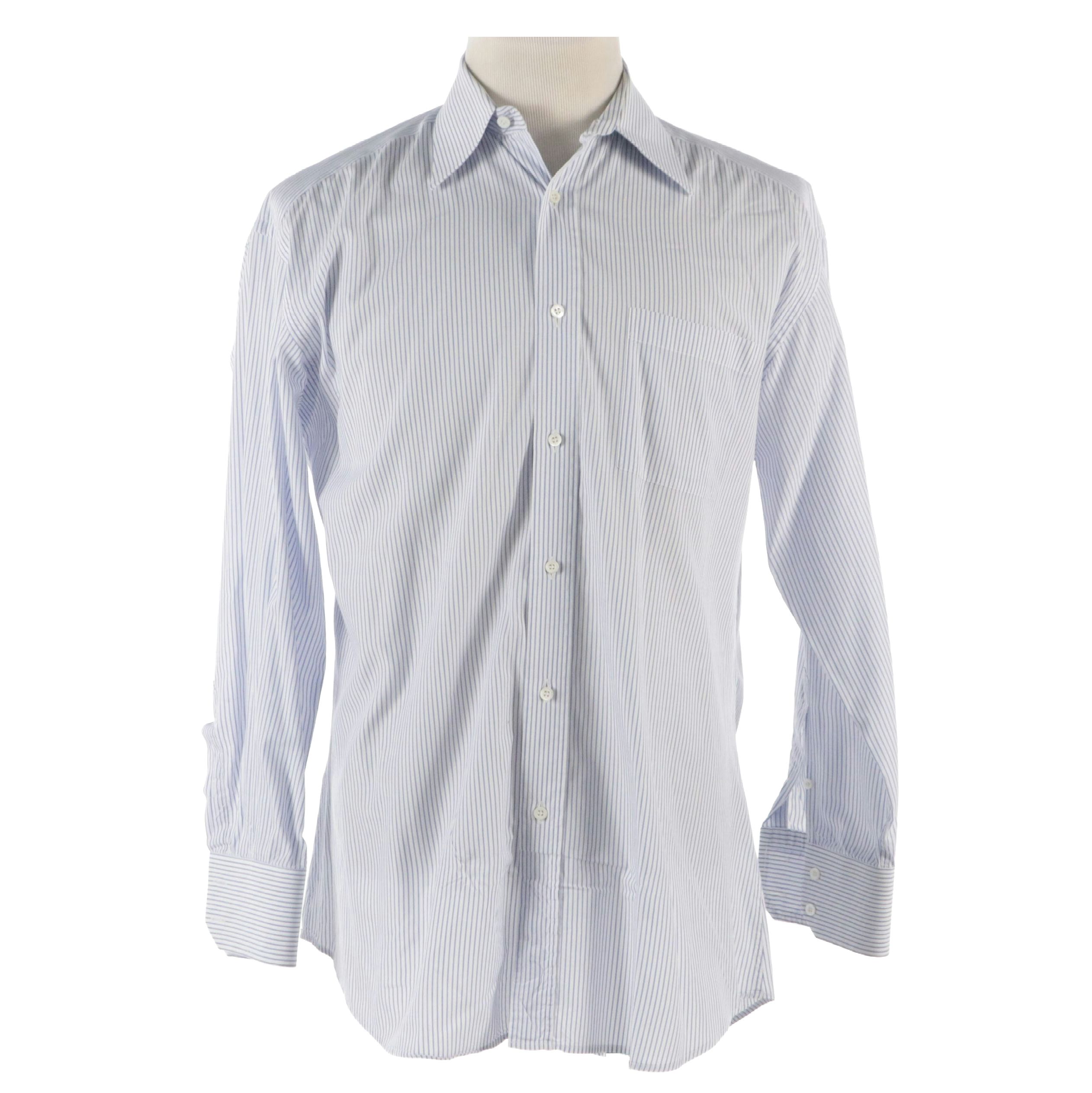Men's Gucci Striped Cotton Button-Up Shirt in Blue/White