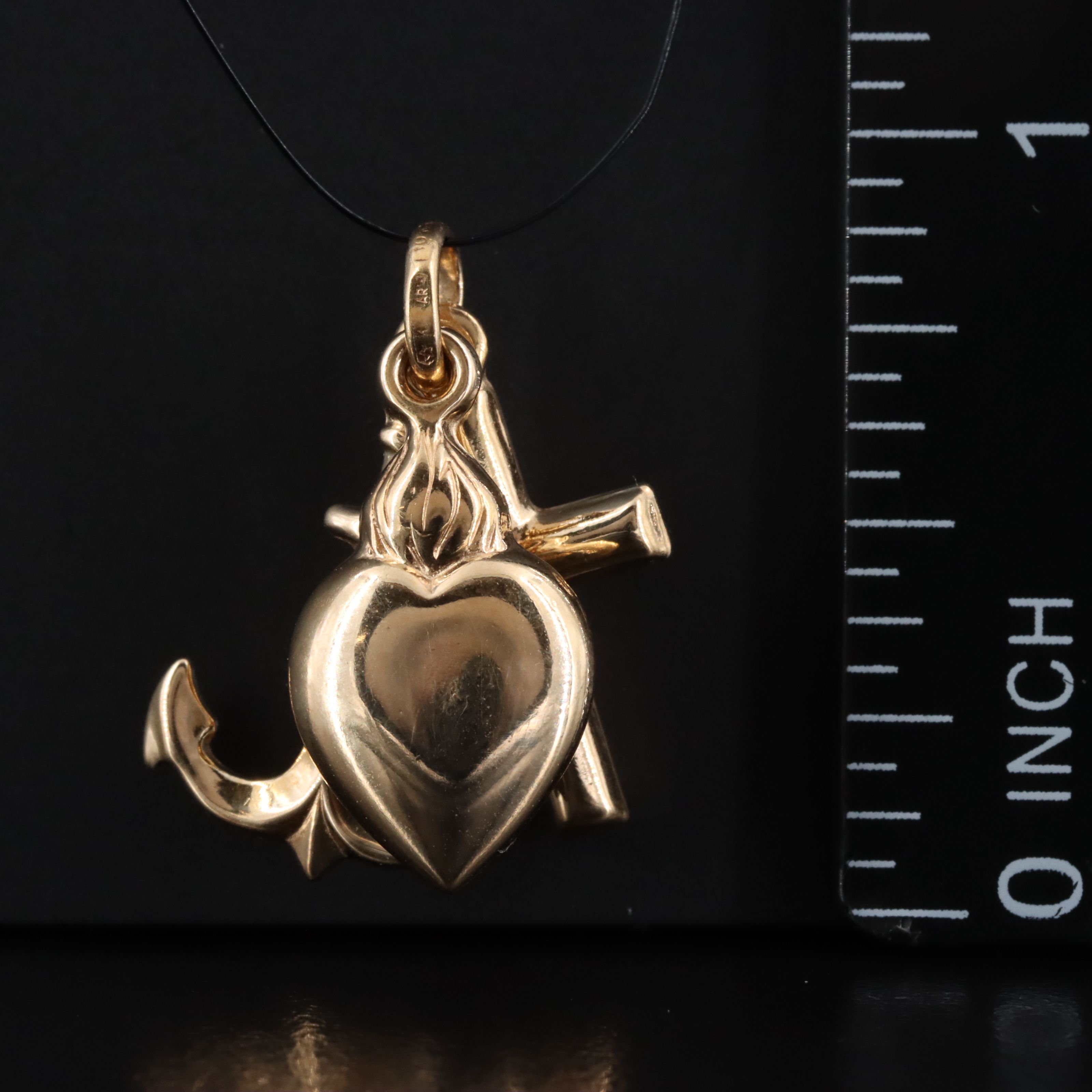 Italian 10K Cross, Heart and Anchor Pendant