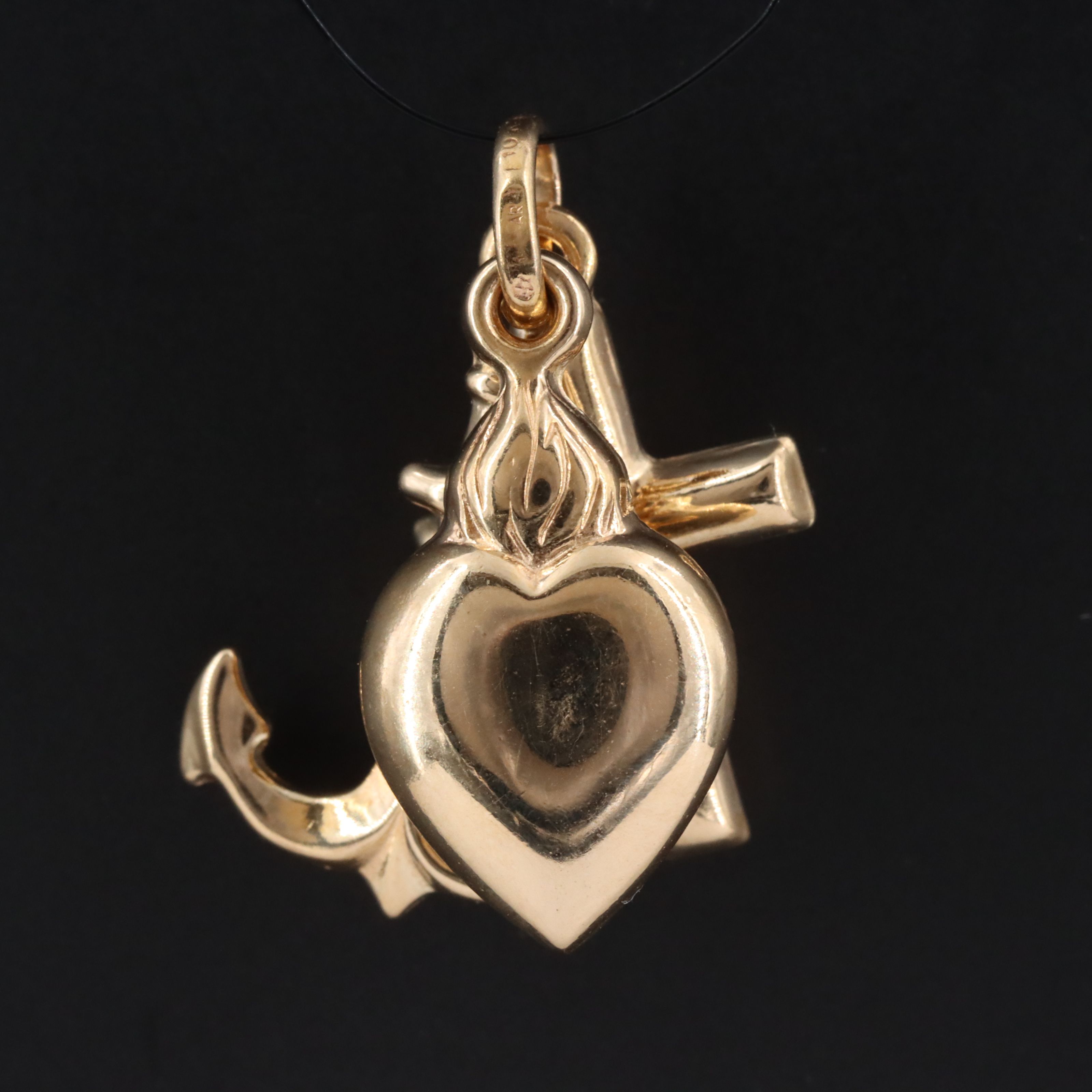 Italian 10K Cross, Heart and Anchor Pendant