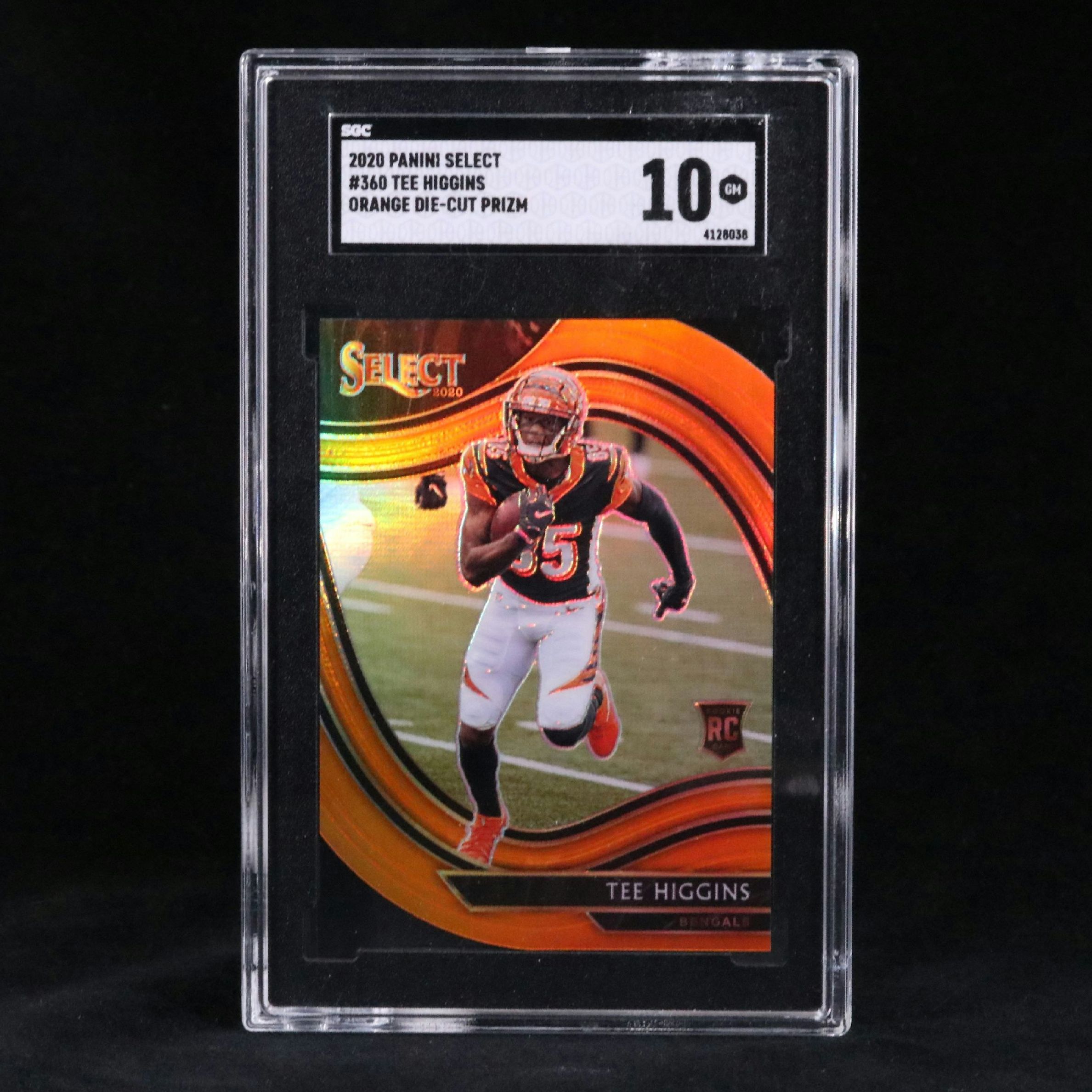 2020 Select Tee Higgins Orange Die-Cut Prizm Rookie Football Card Graded SGC 10
