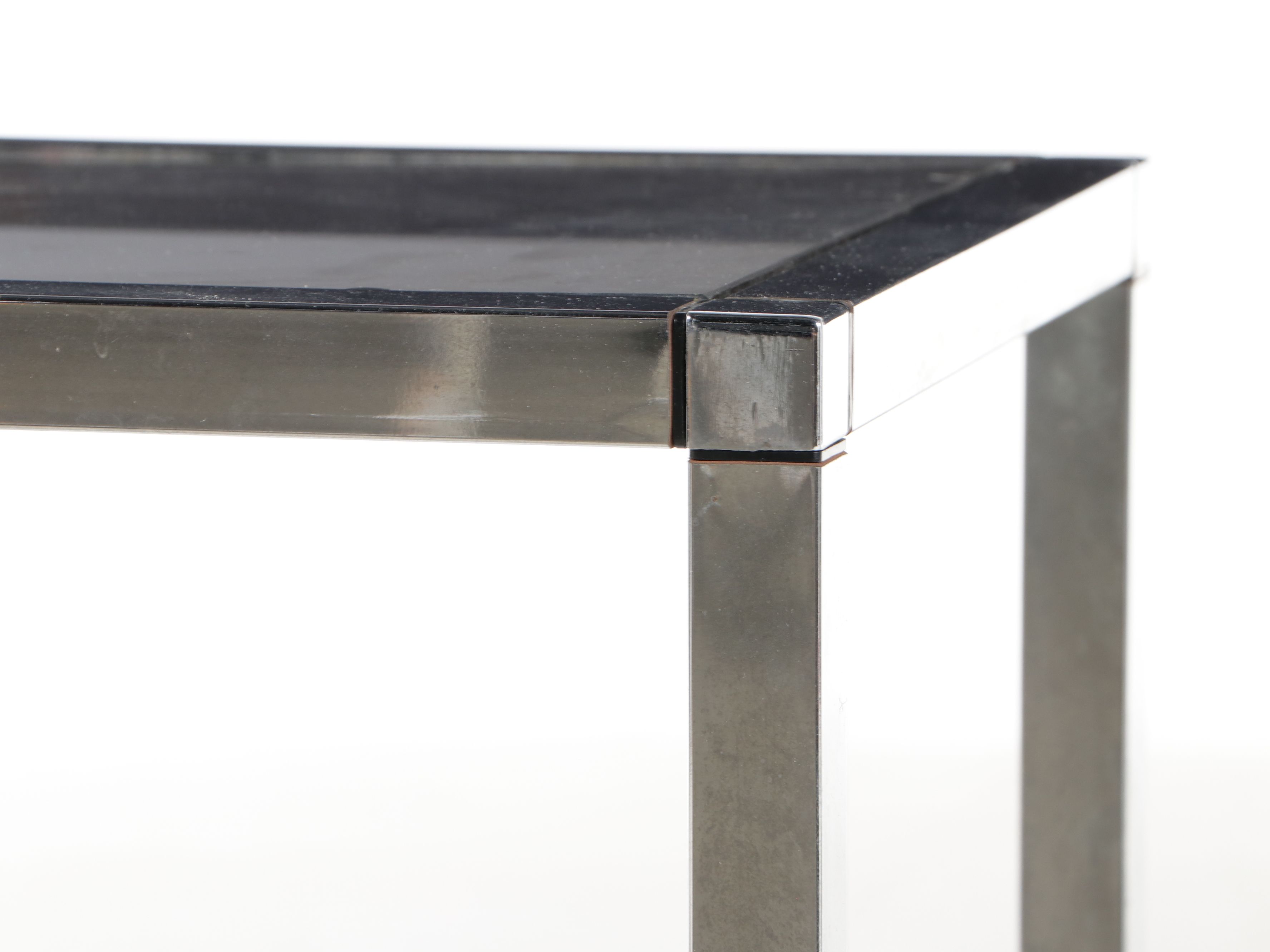 Pair of Mid Century Modern Style Chrome and Smoked Glass Console Tables