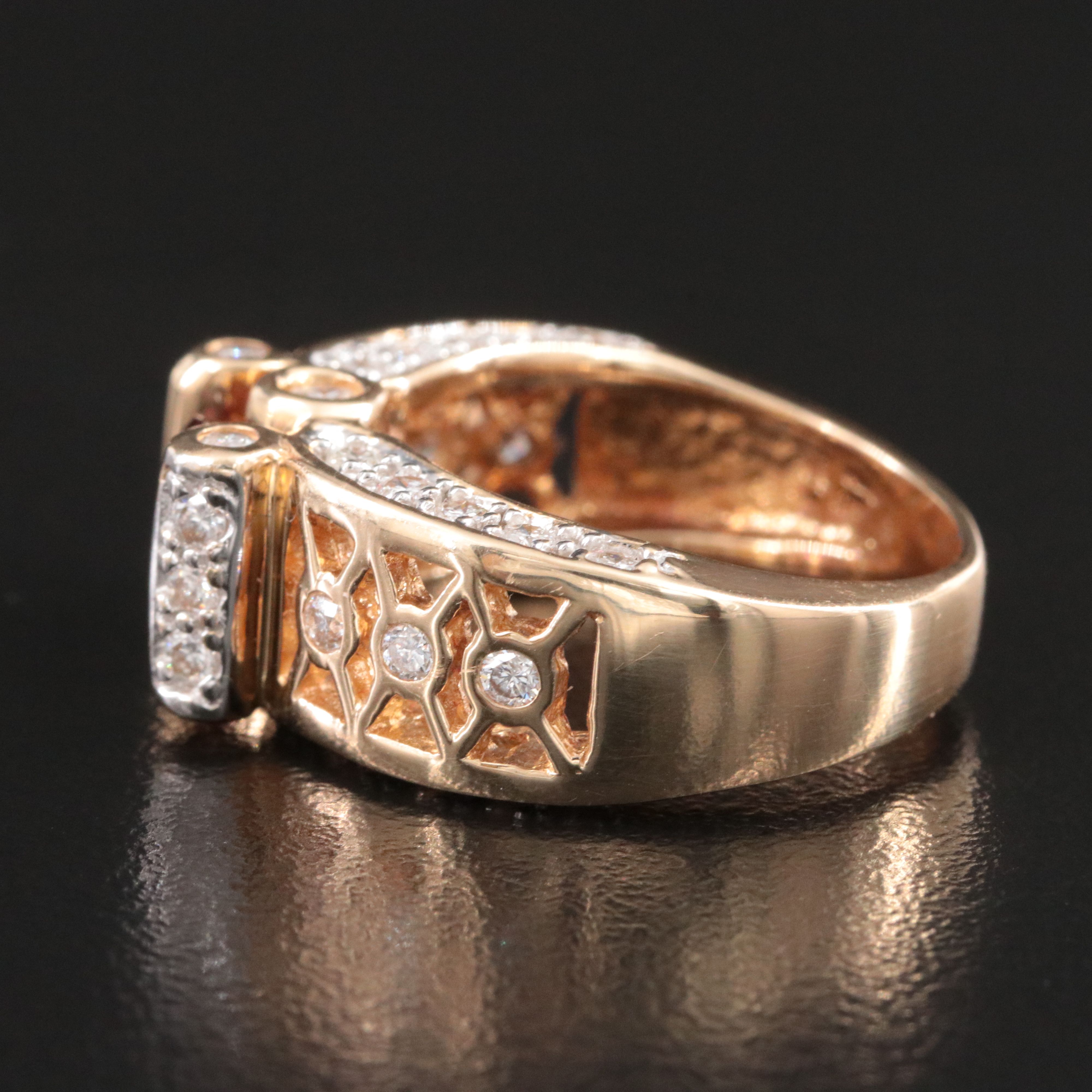 14K Tourmaline and Diamond Lattice Ring