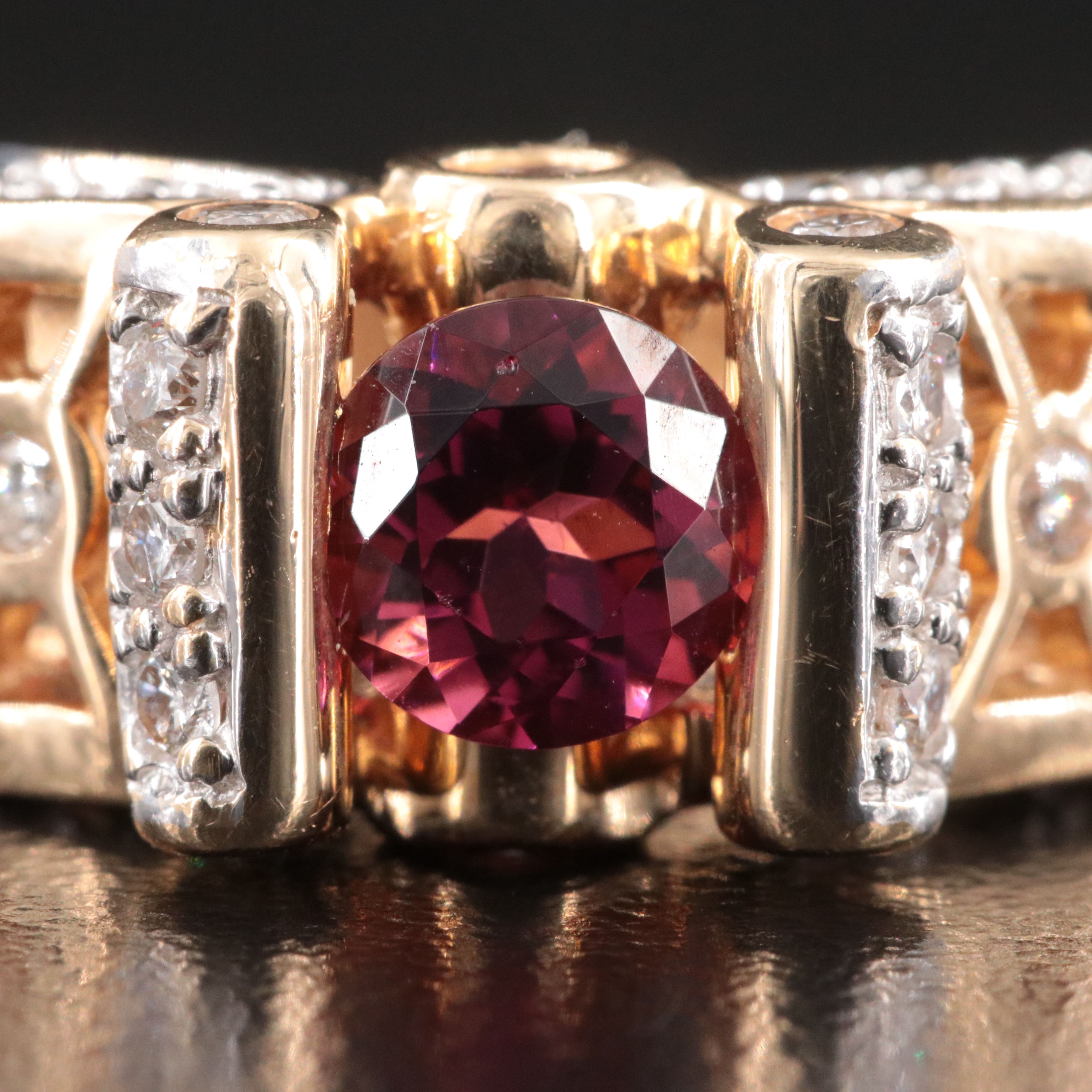 14K Tourmaline and Diamond Lattice Ring