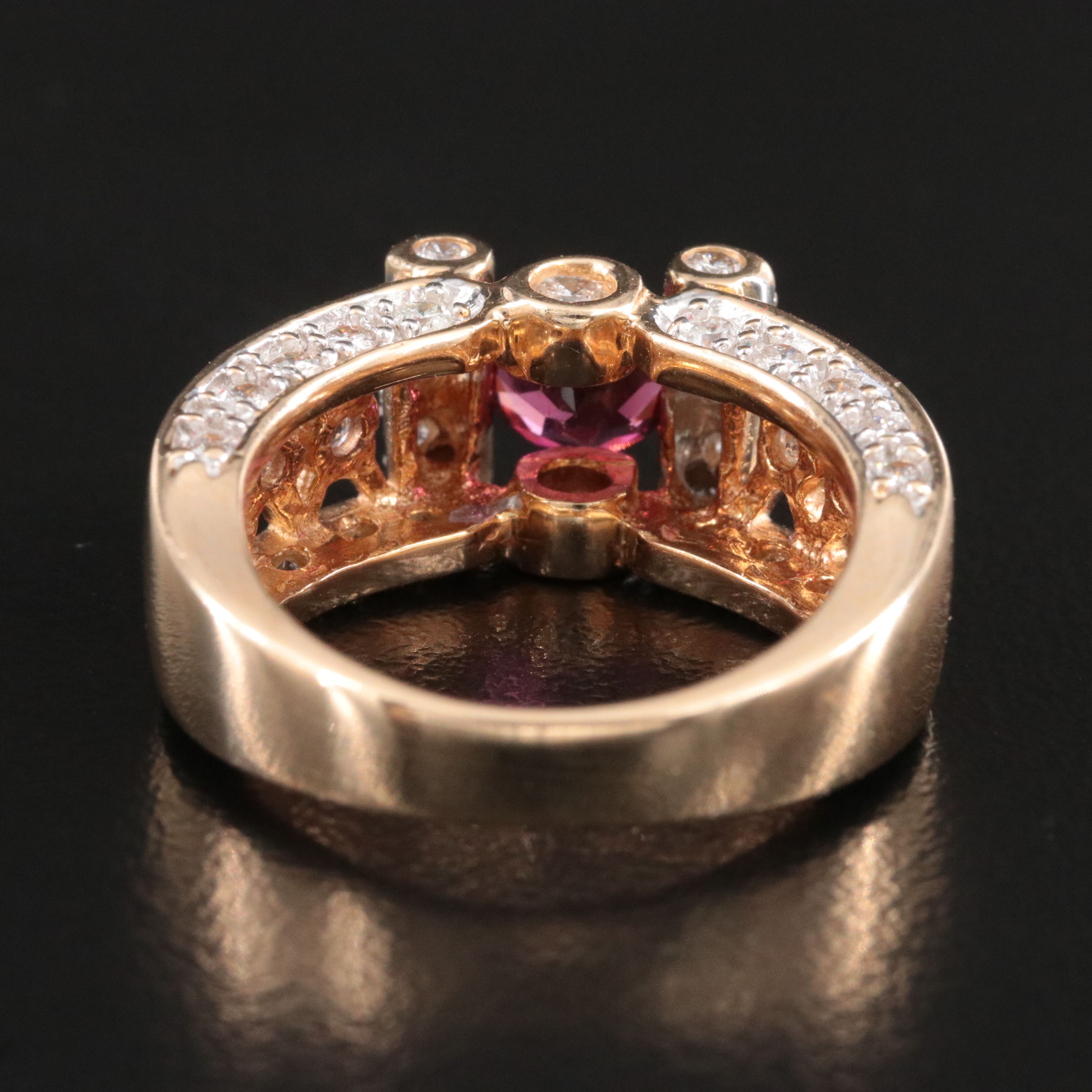 14K Tourmaline and Diamond Lattice Ring
