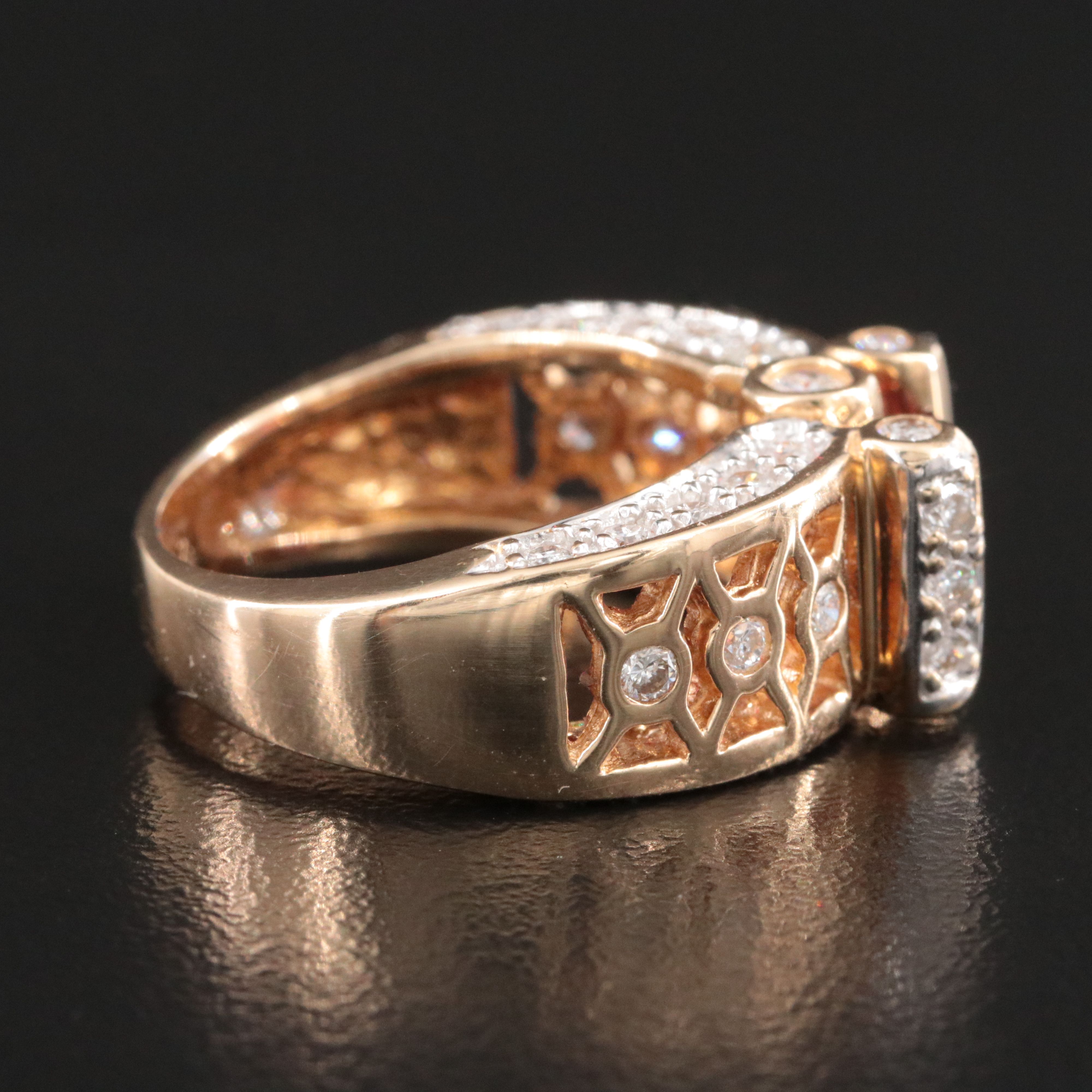 14K Tourmaline and Diamond Lattice Ring