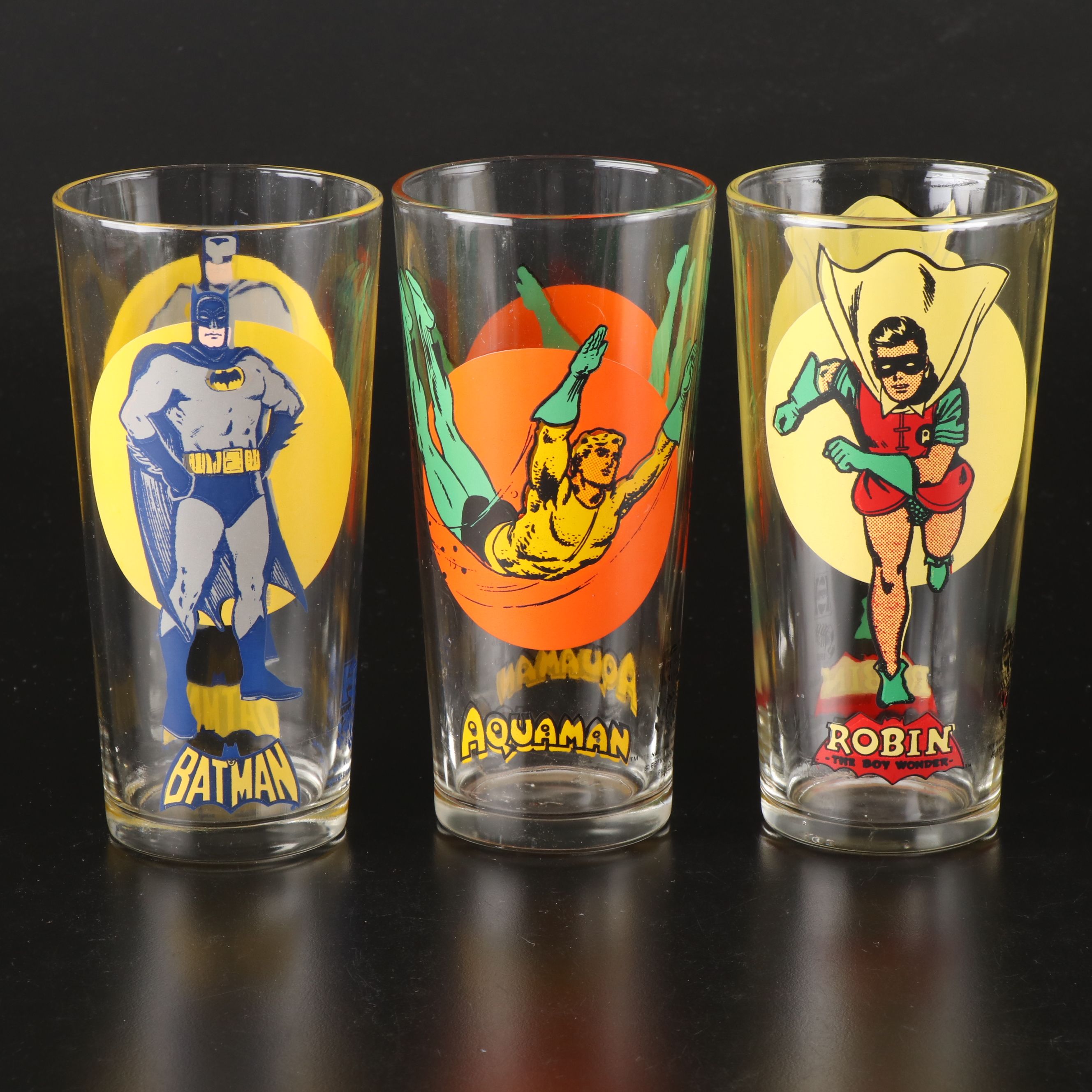 Pepsi Collector Series "Sylvester" and "Batman" with More Glassware, 1973