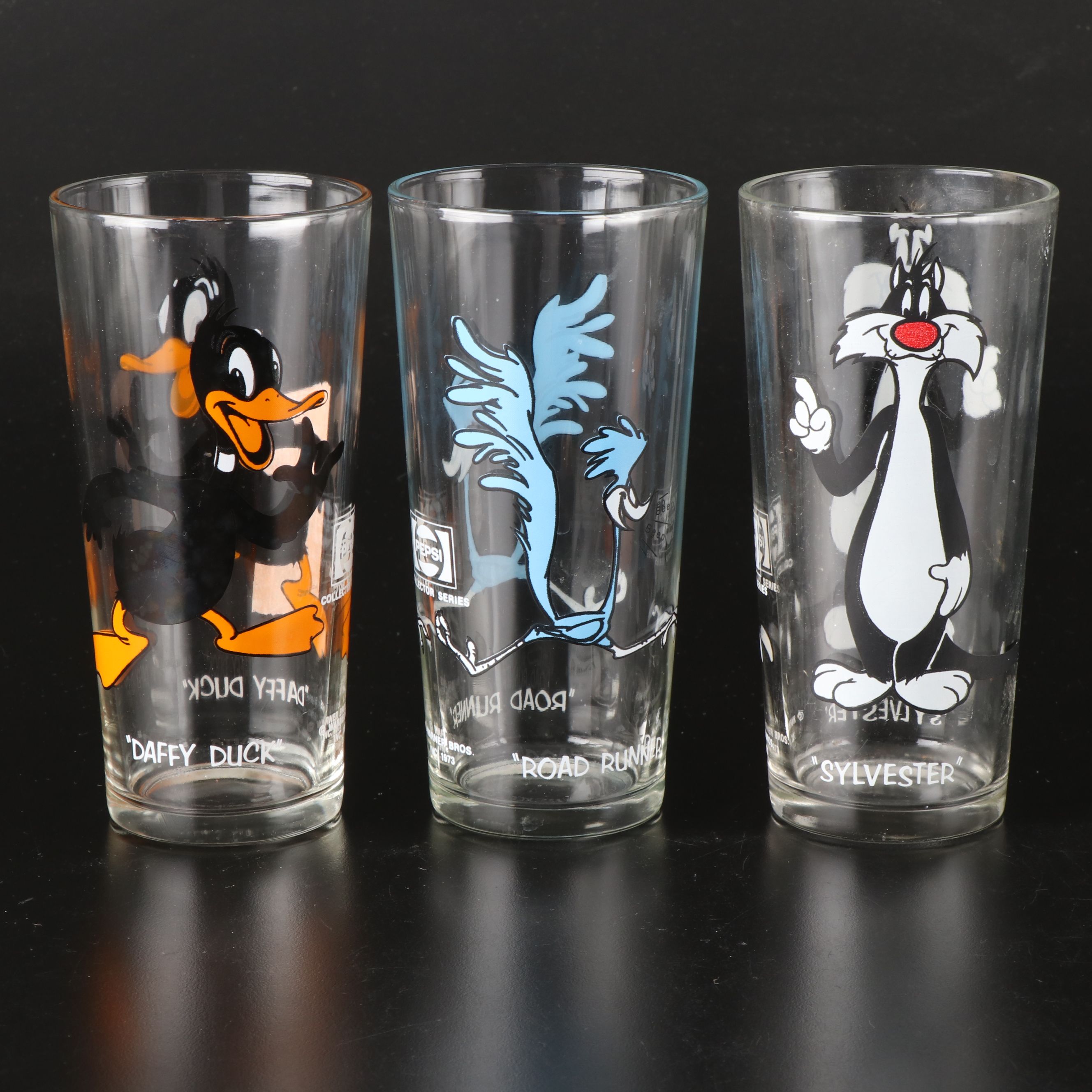 Pepsi Collector Series "Sylvester" and "Batman" with More Glassware, 1973