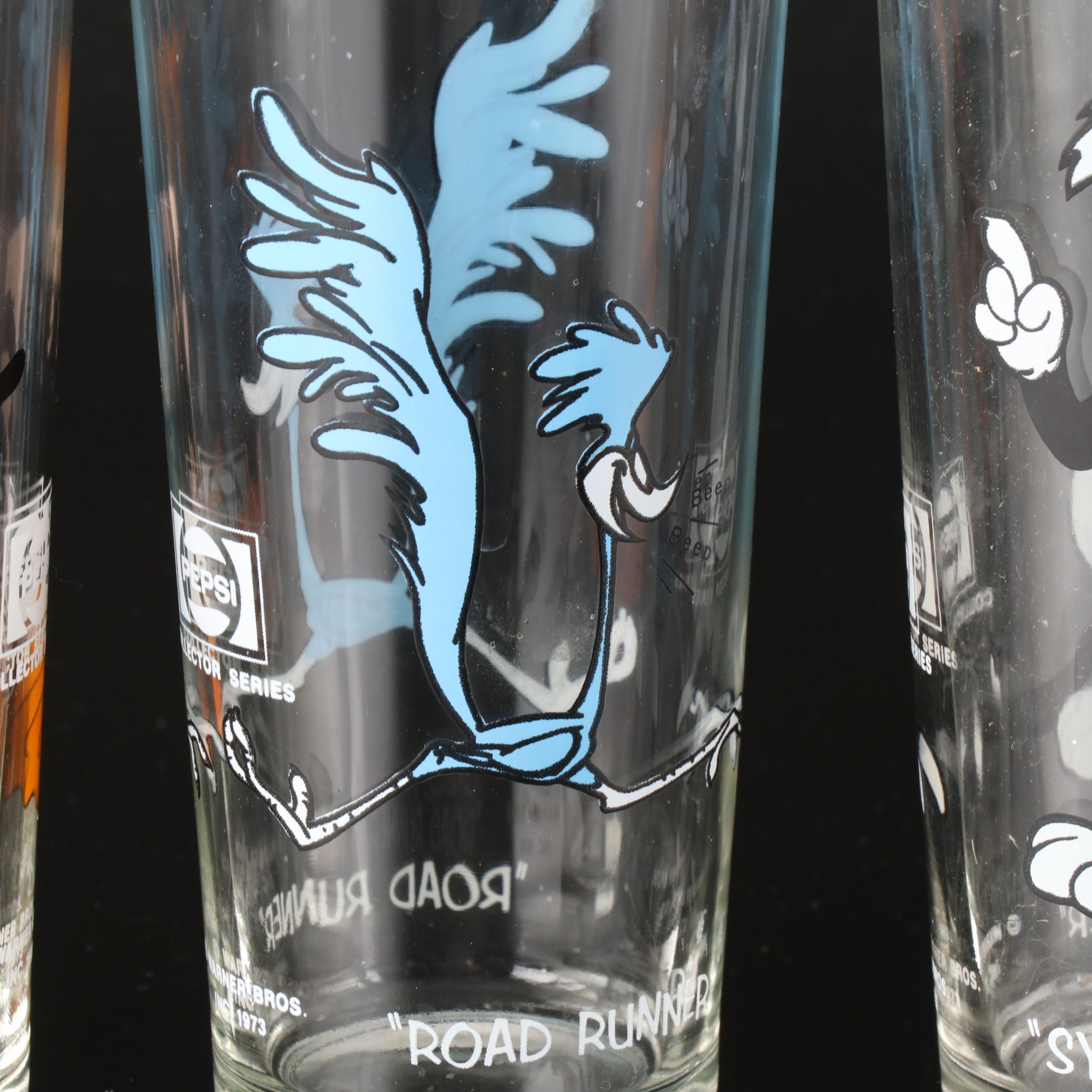 Pepsi Collector Series "Sylvester" and "Batman" with More Glassware, 1973