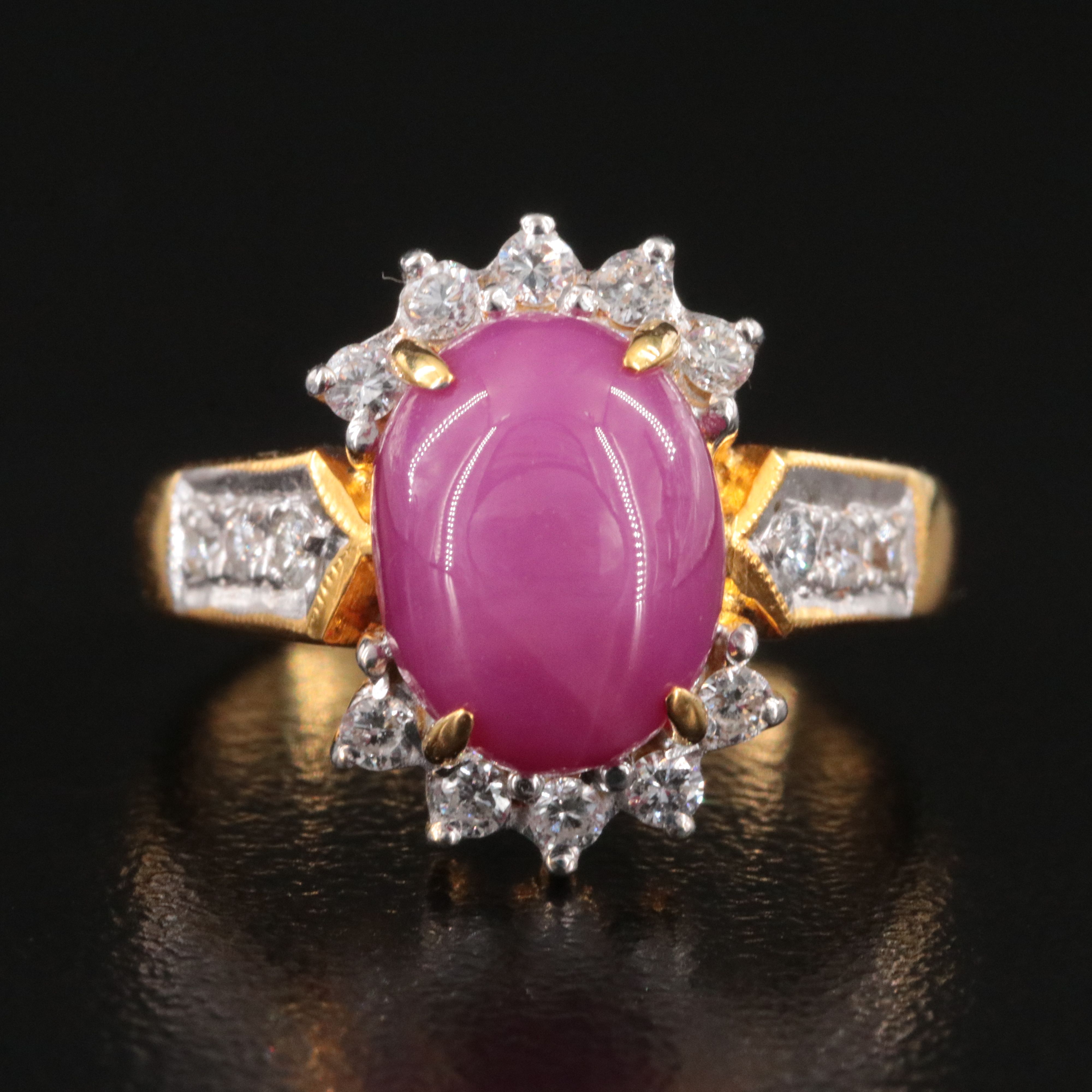 18K Star Ruby and Diamond Ring