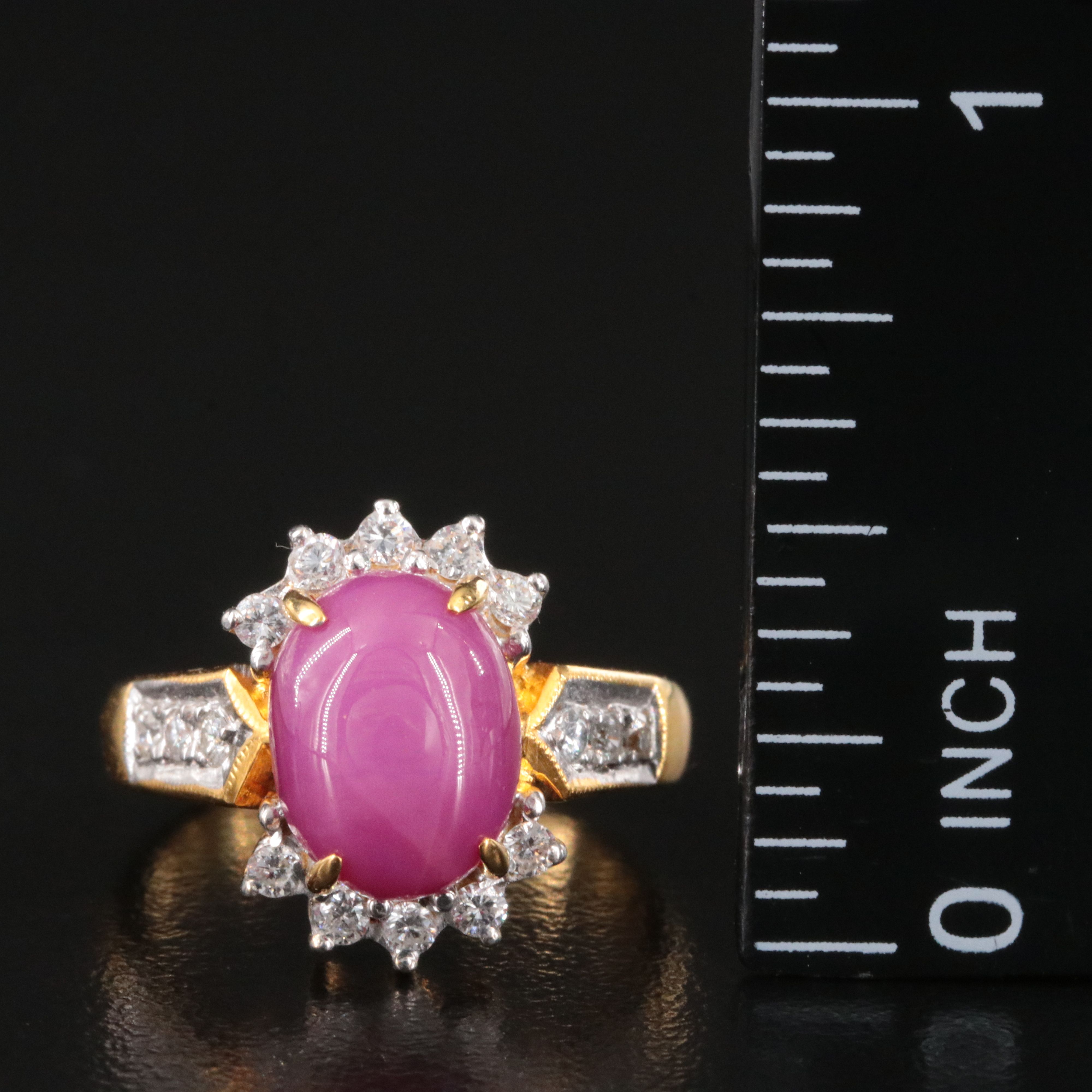 18K Star Ruby and Diamond Ring