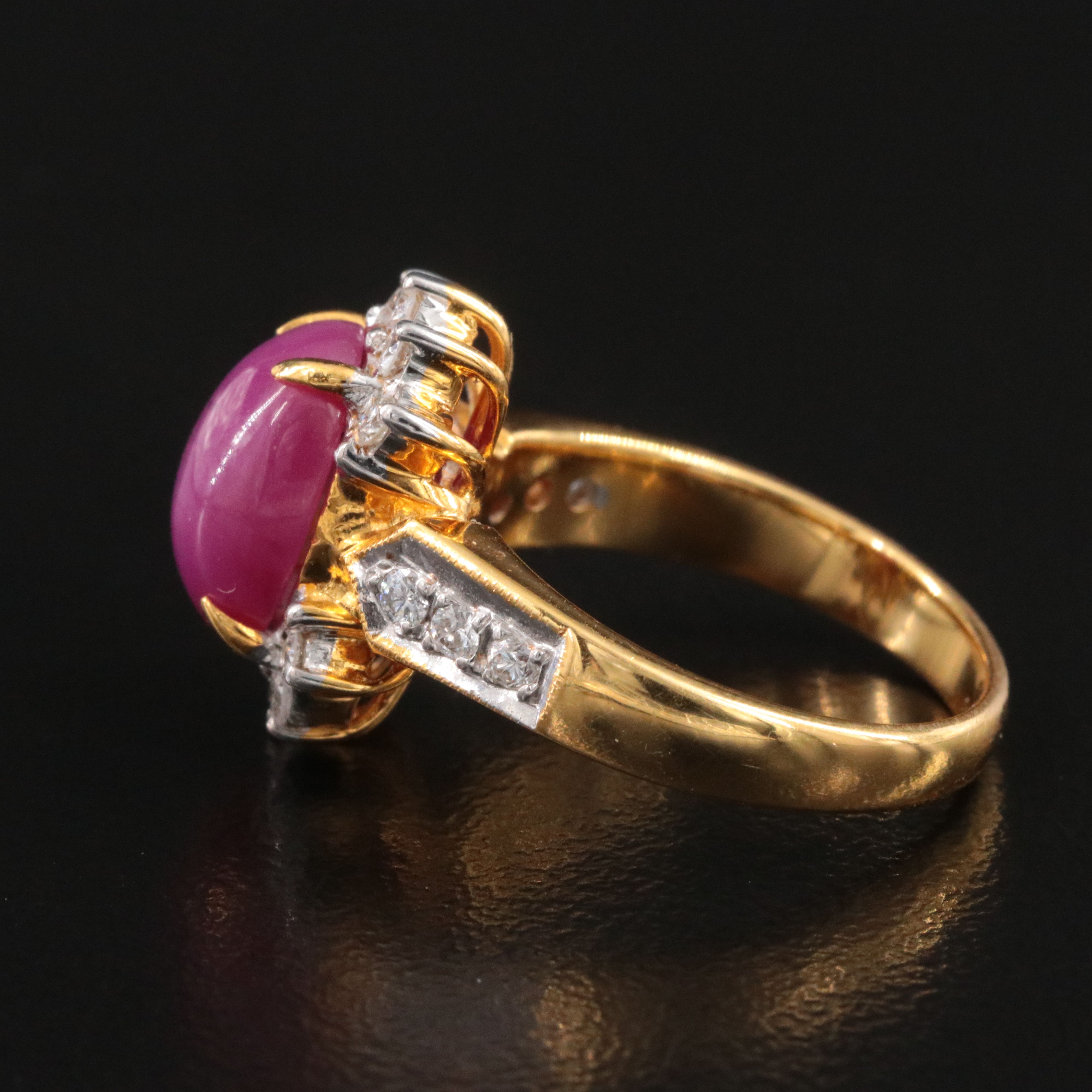 18K Star Ruby and Diamond Ring