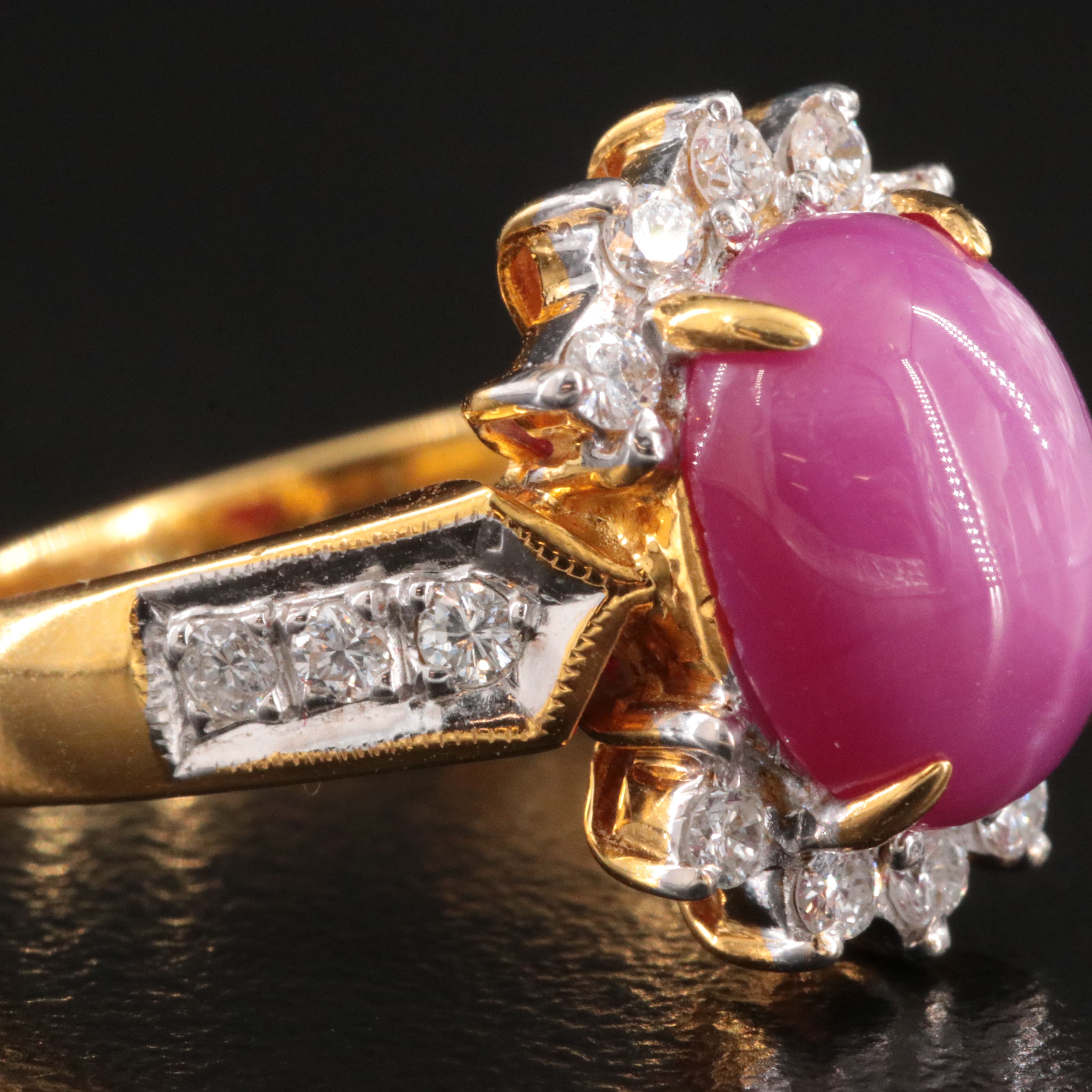 18K Star Ruby and Diamond Ring