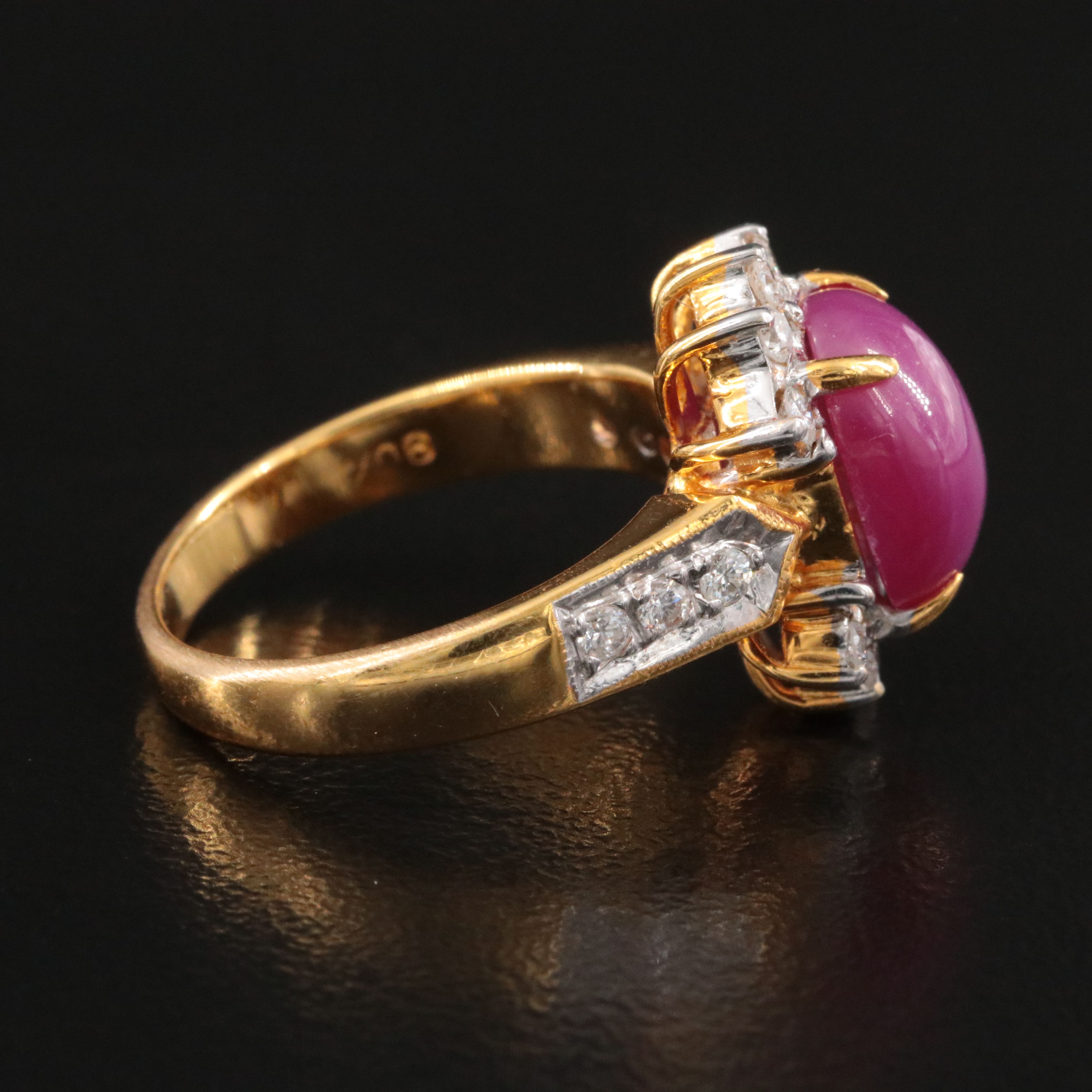 18K Star Ruby and Diamond Ring
