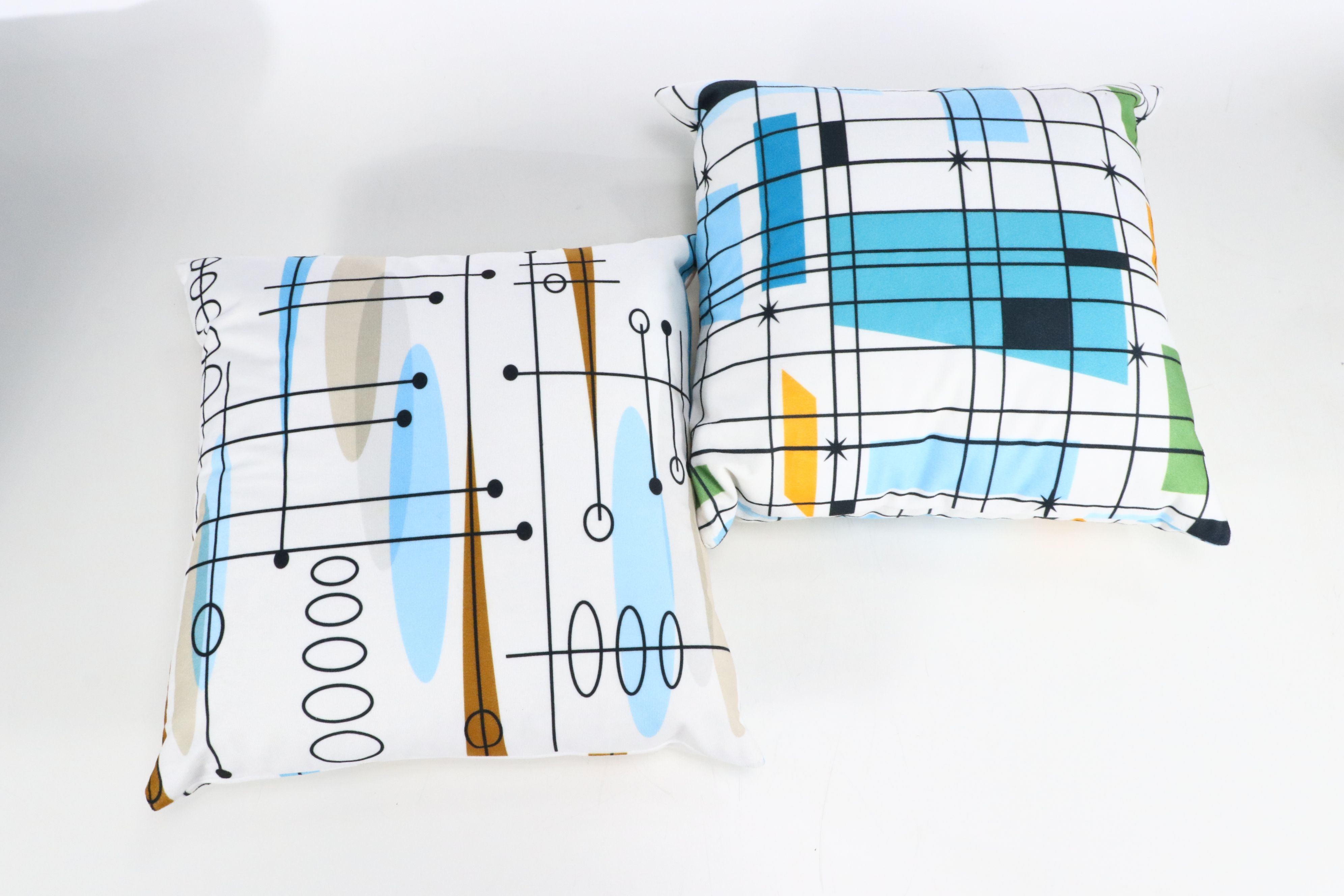 MCM Style Plush Square Throw Pillows with Lumbar Pillows