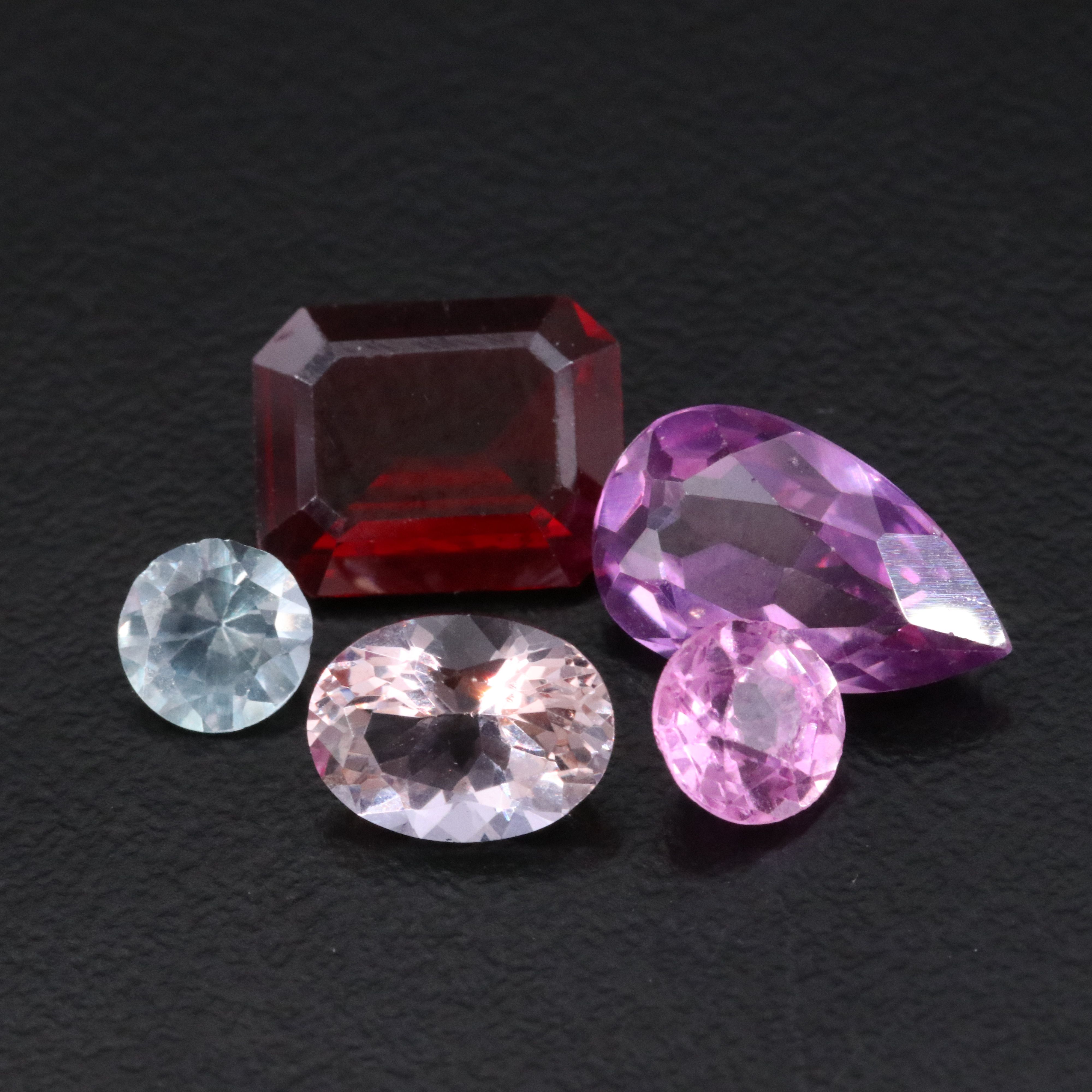 Loose 8.72 CTW Gemstones Featuring Lab Grown Ruby and Lab Grown Sapphire