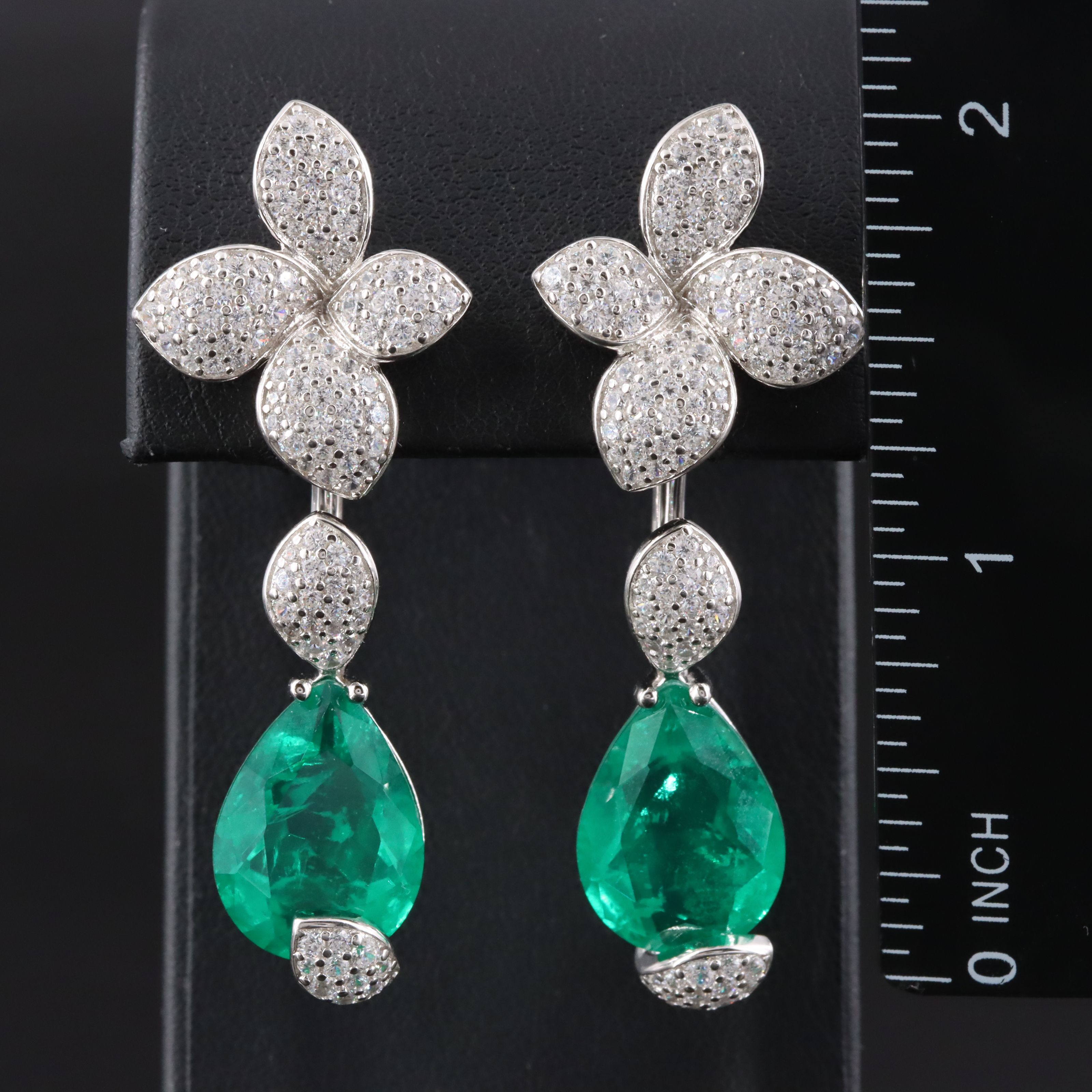 Sterling Flower Button Earrings with Drop Enhancers