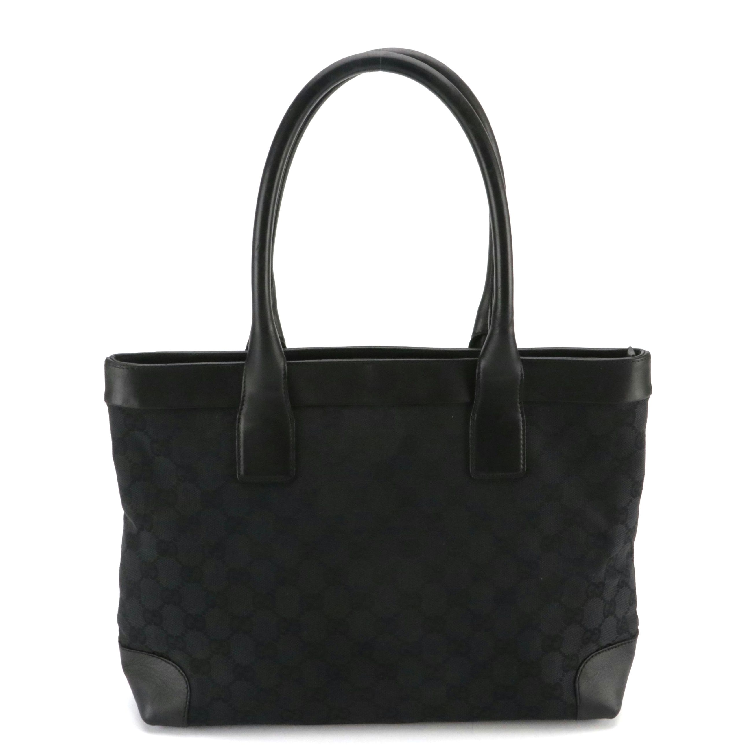 Gucci Black GG Canvas and Leather Zip Tote Bag
