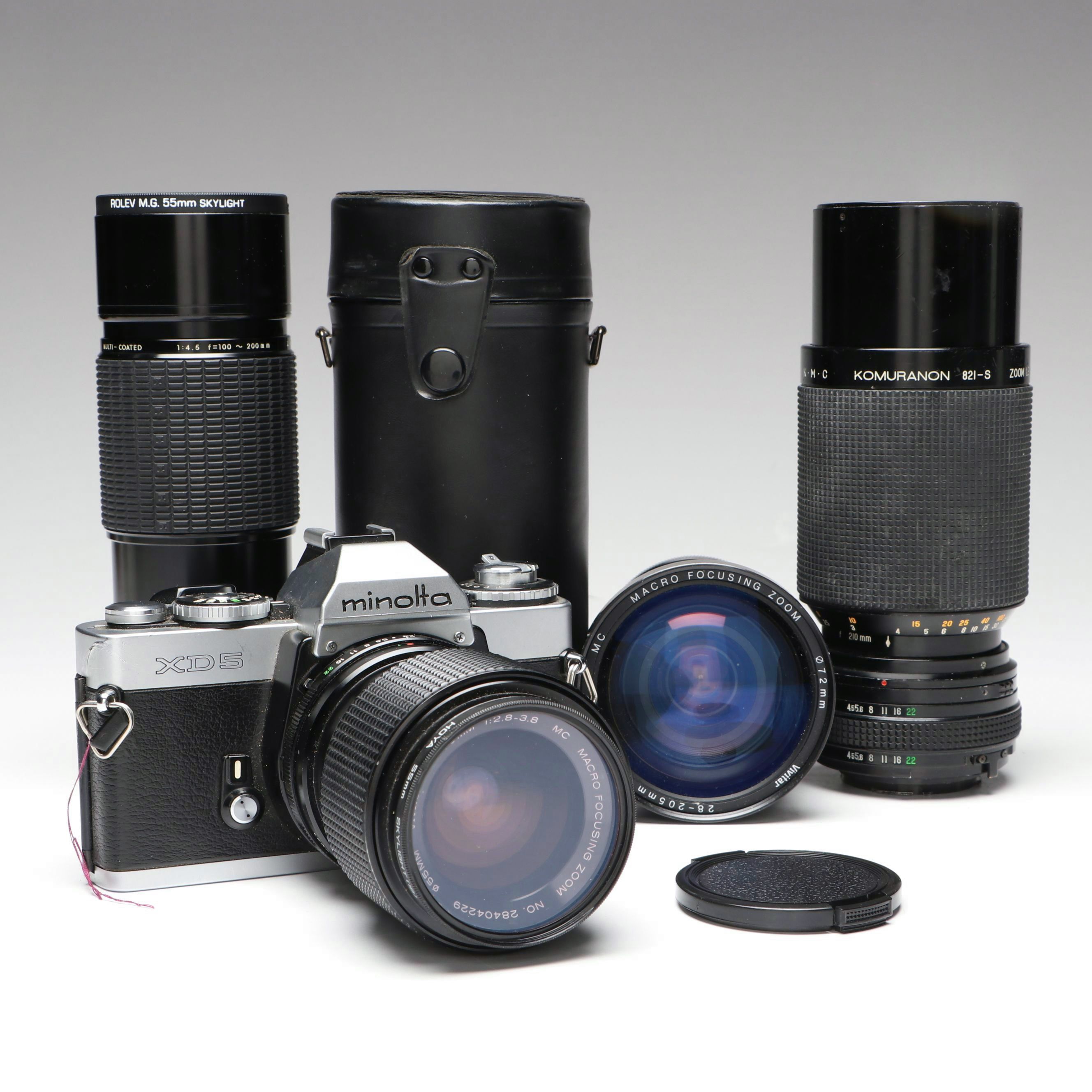 Minolta XD5 Camera, Rolev Magi-Glas Skylight Lens and More Camera Lenses