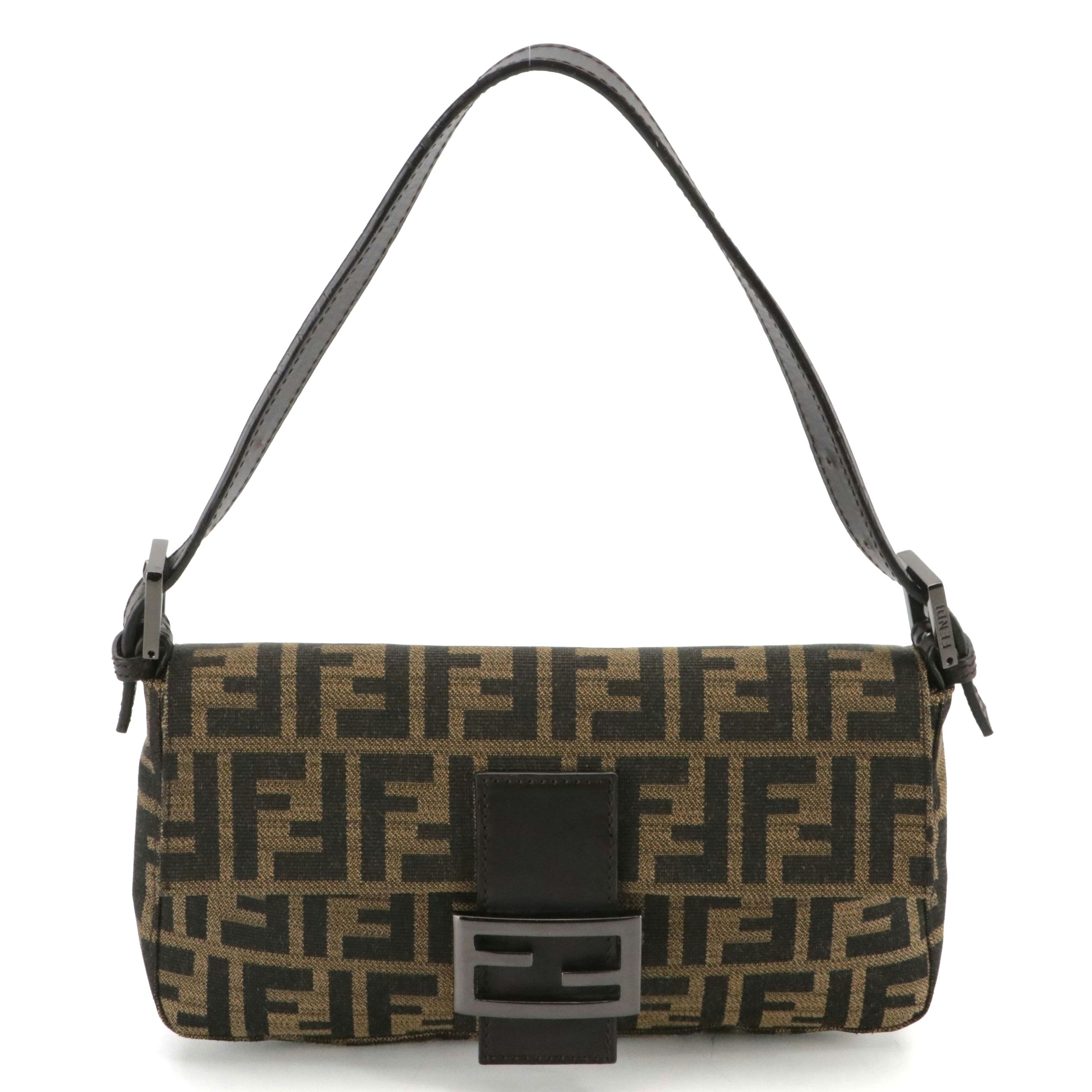 Zucca Baguette Shoulder Bag in Tobacco Zucca Canvas and Leather
